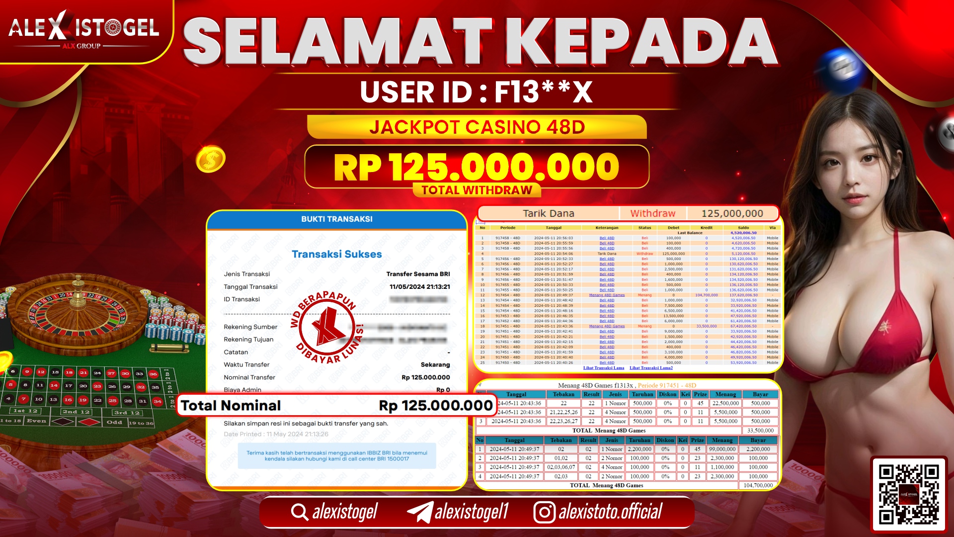 ALEXISTOGEL JACKPOT LIVE GAMES RP. 125.000.000 LUNAS