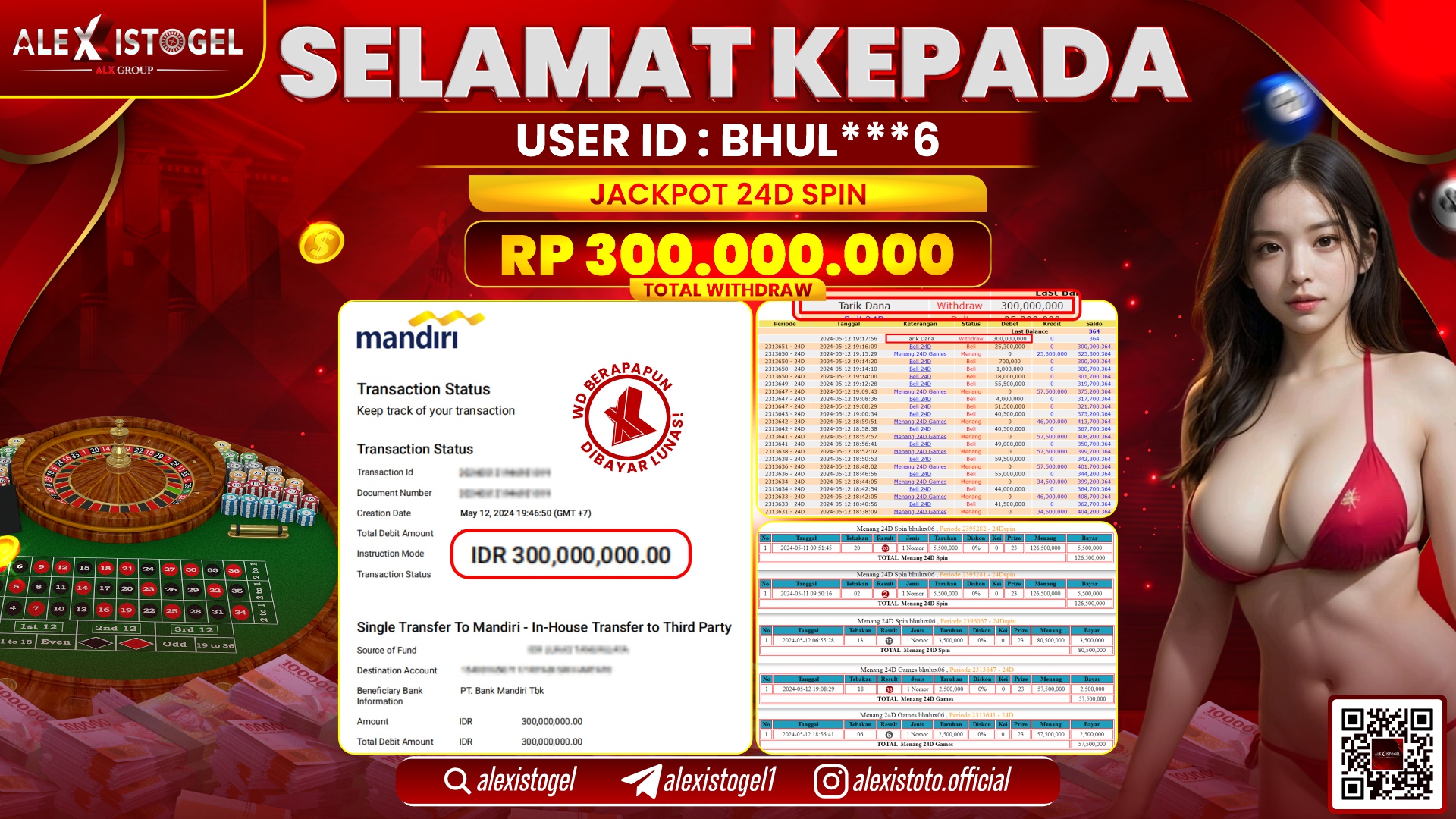 ALEXISTOGEL JACKPOT LIVE GAMES RP. 300.000.000 LUNAS