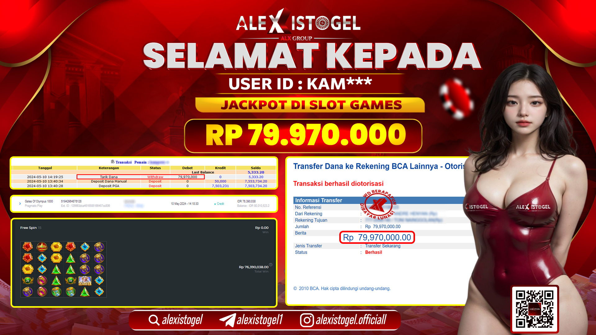 ALEXISTOGEL JACKPOT SLOT GAMES RP. 79.970.000 LUNAS