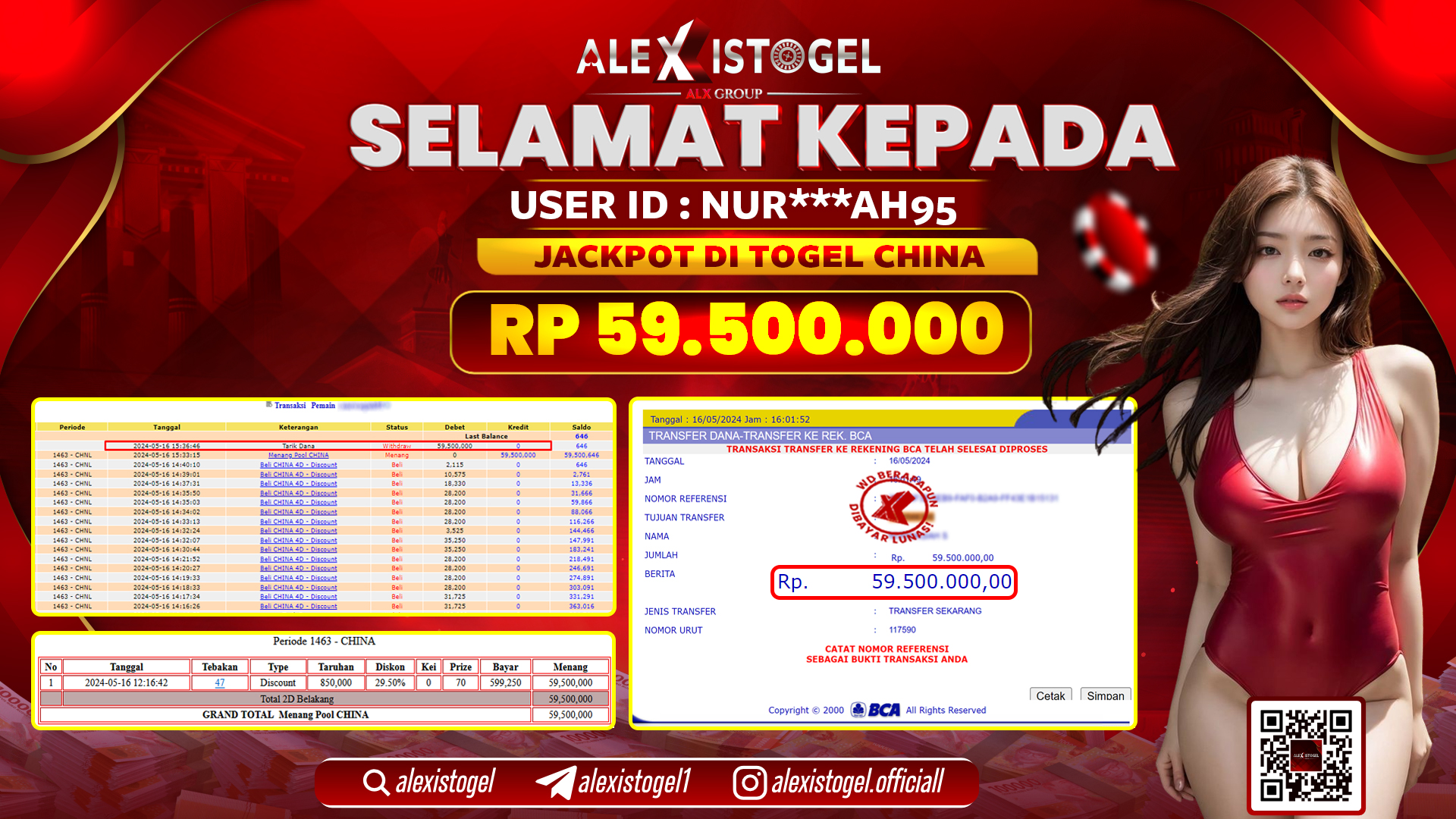 ALEXISTOGEL JACKPOT CHINA POOLS RP. 59.500.000 LUNAS
