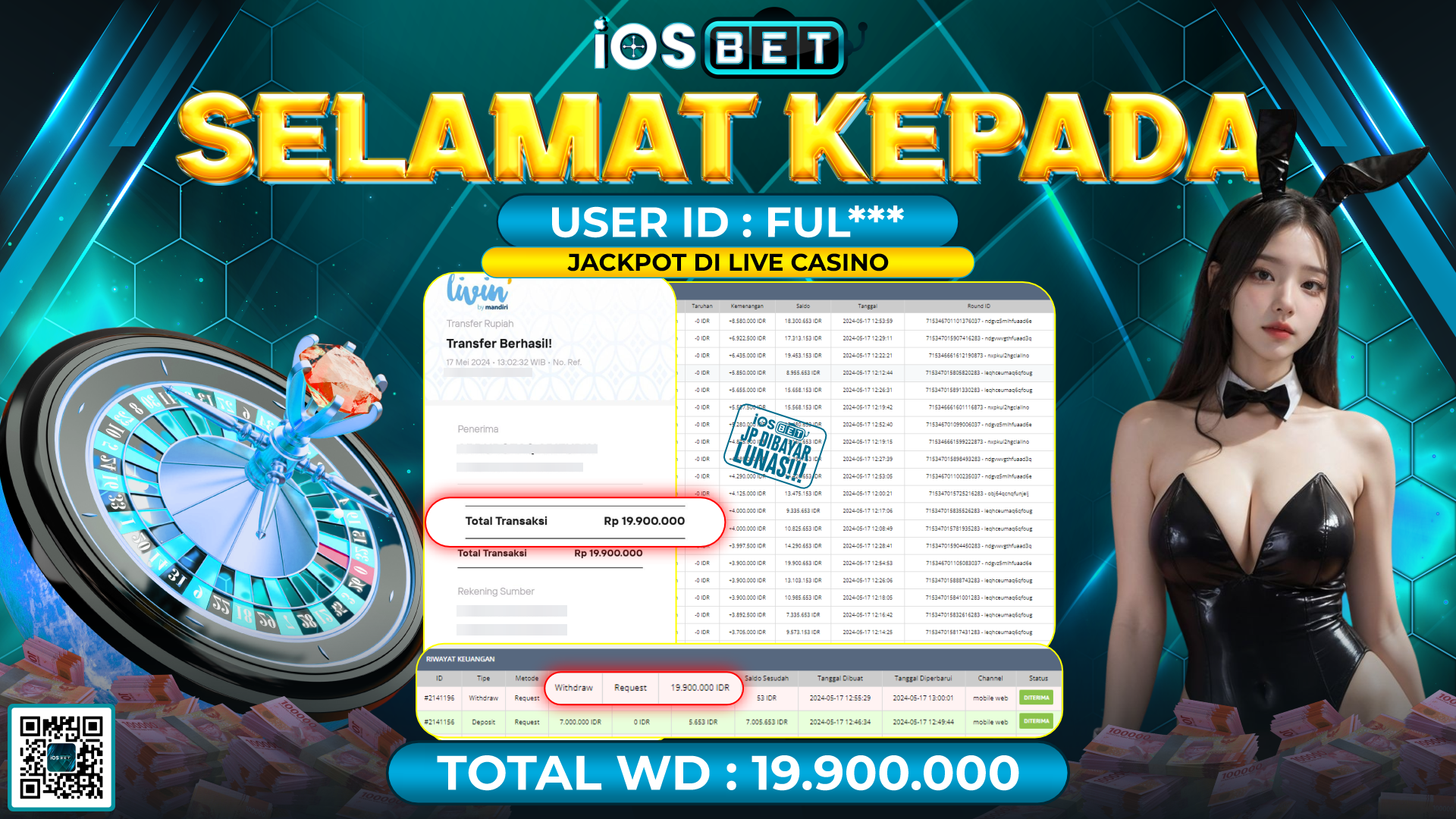 Bukti Pembayaran LUNAS LIVE GAMES GACOR Rp.19.900.000,-