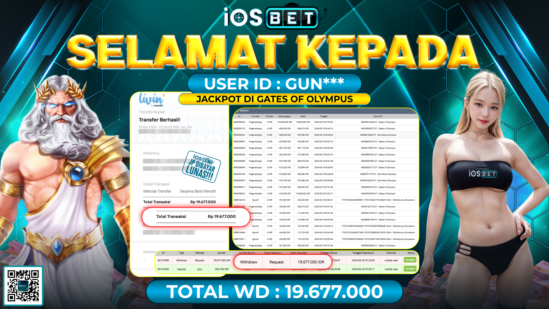 Bukti Pembayaran LUNAS SLOT GAMES GACOR Rp.19.677.000,-