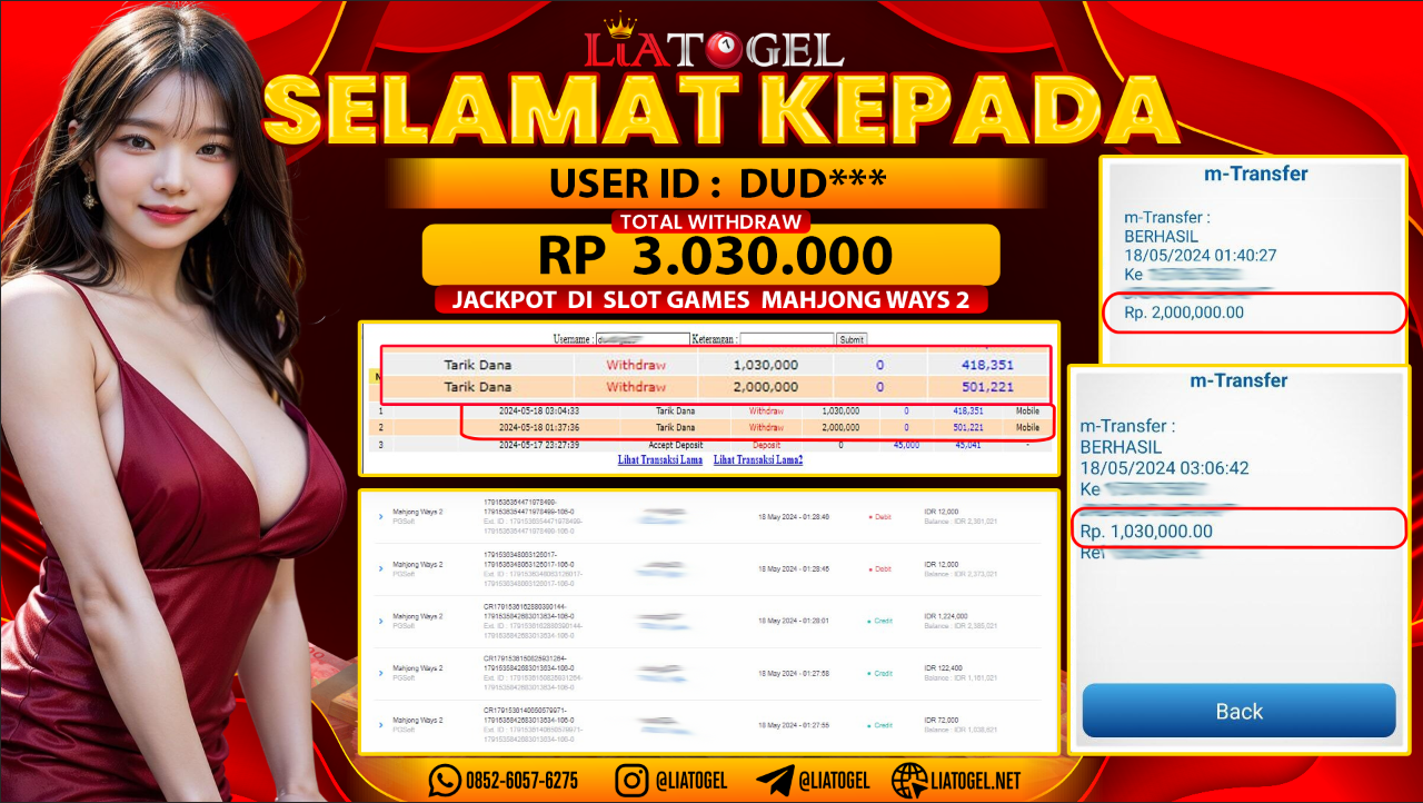 LIATOGEL - JACKPOT SLOT GAMES MAHJONG WAYS 2 ï»¿ RP 3.030.000,- LUNAS