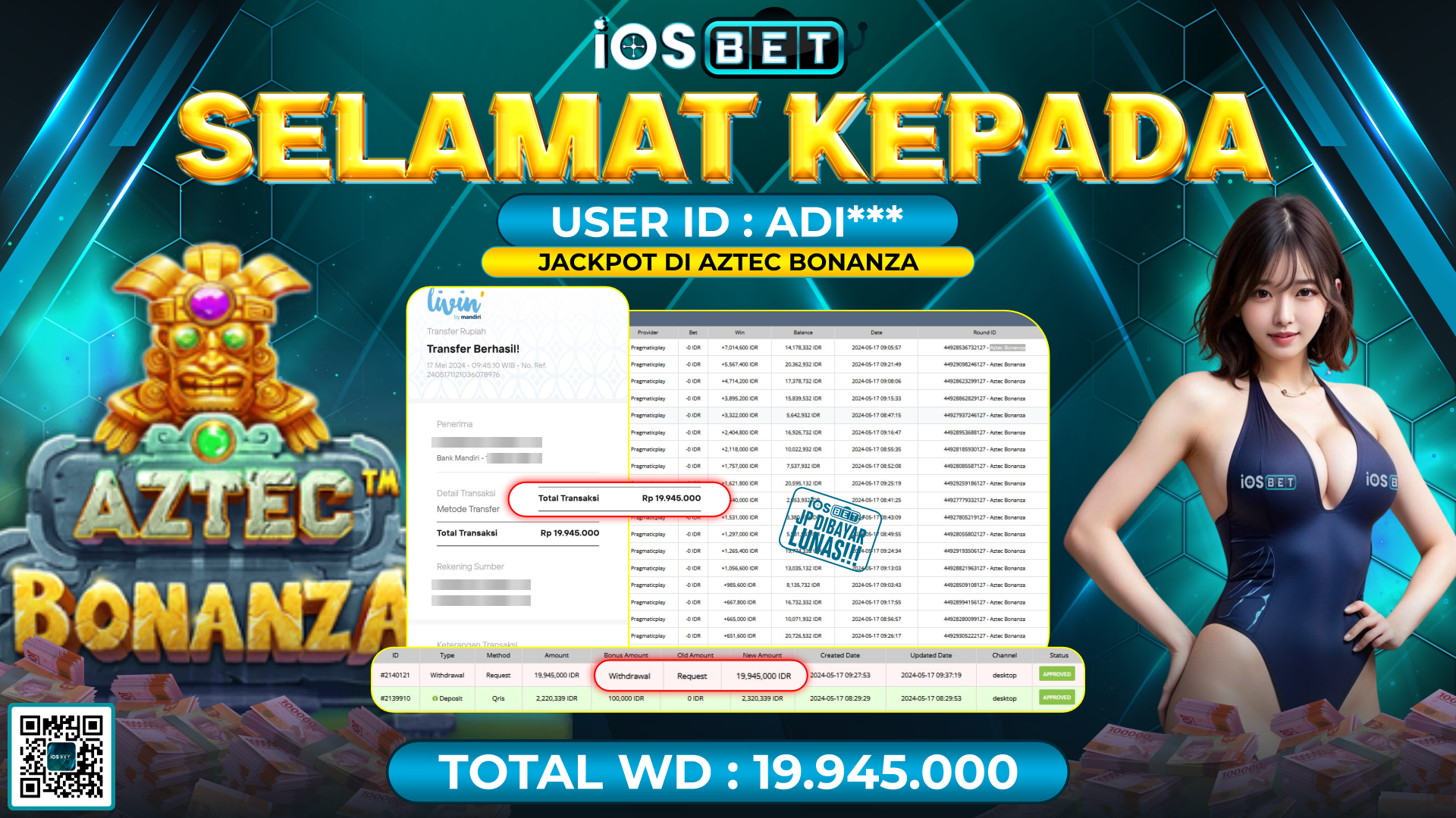 Bukti Pembayaran LUNAS SLOT GAMES GACOR Rp.19.945.000,-