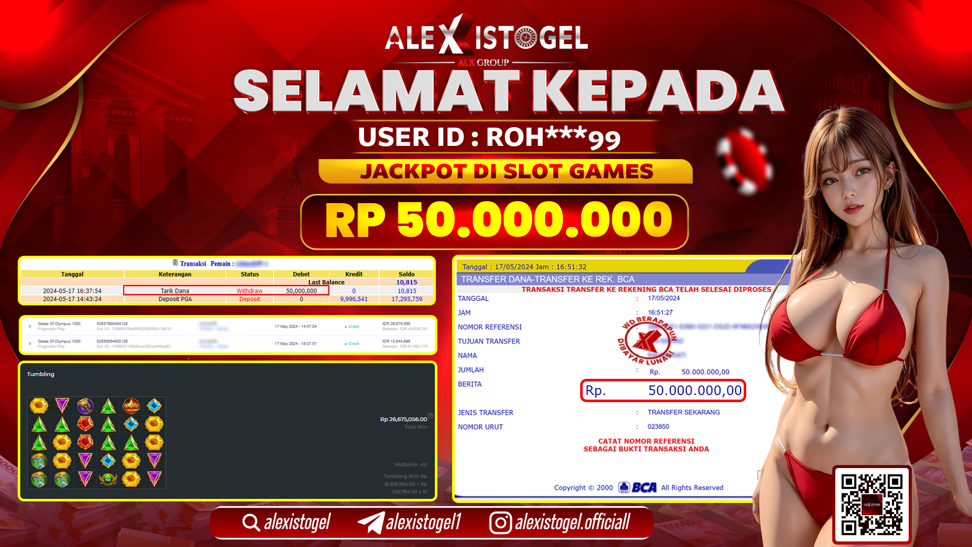 ALEXISTOGEL JACKPOT SLOT GAMES RP. 50.000.000 LUNAS