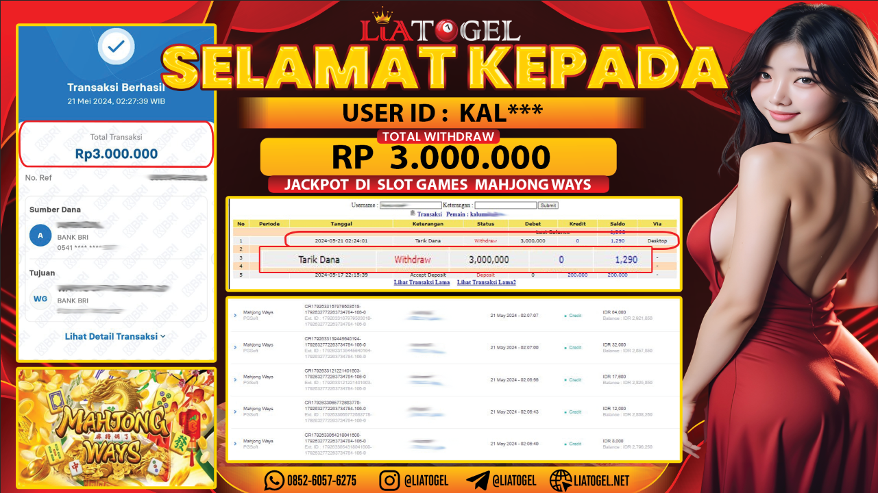 LIATOGEL - JACKPOT SLOT GAMES MAHJONG WAYS RP 3.000.000,- LUNAS