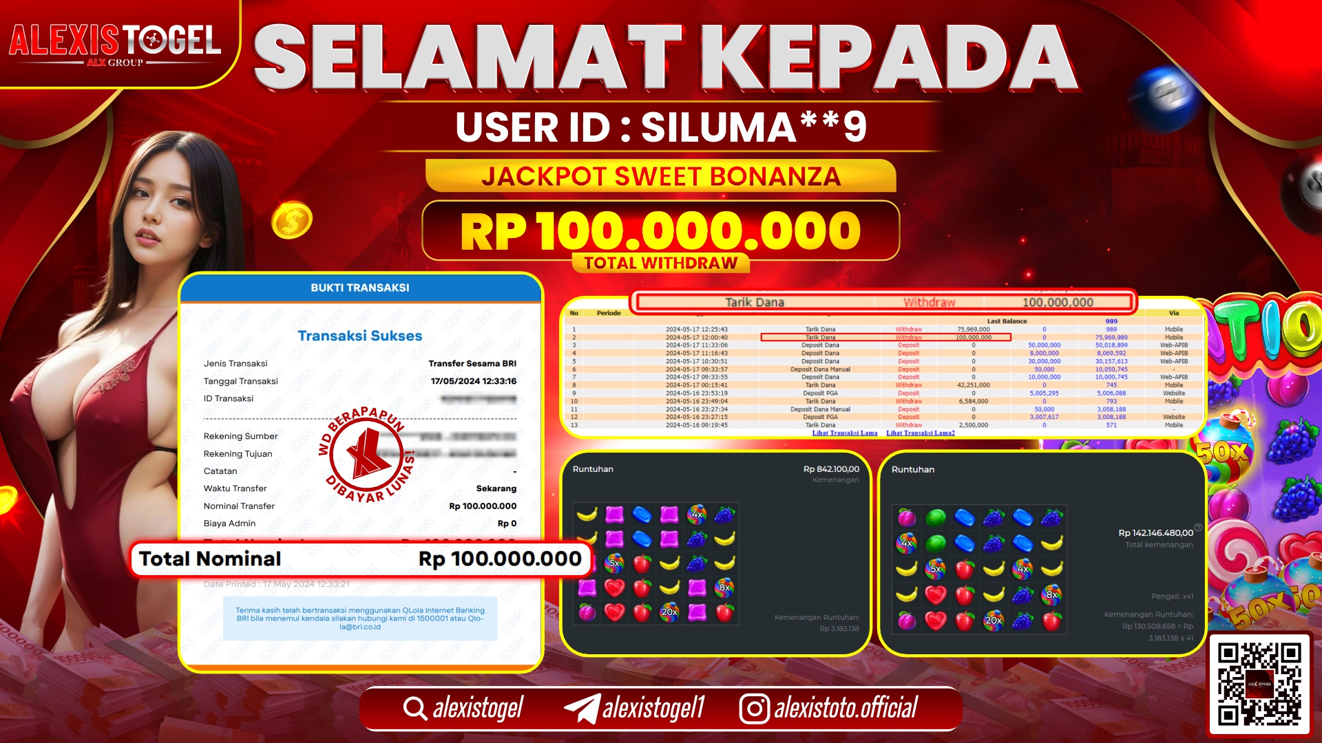 ALEXISTOGEL JACKPOT SLOT GAMES RP. 100.000.000 LUNAS