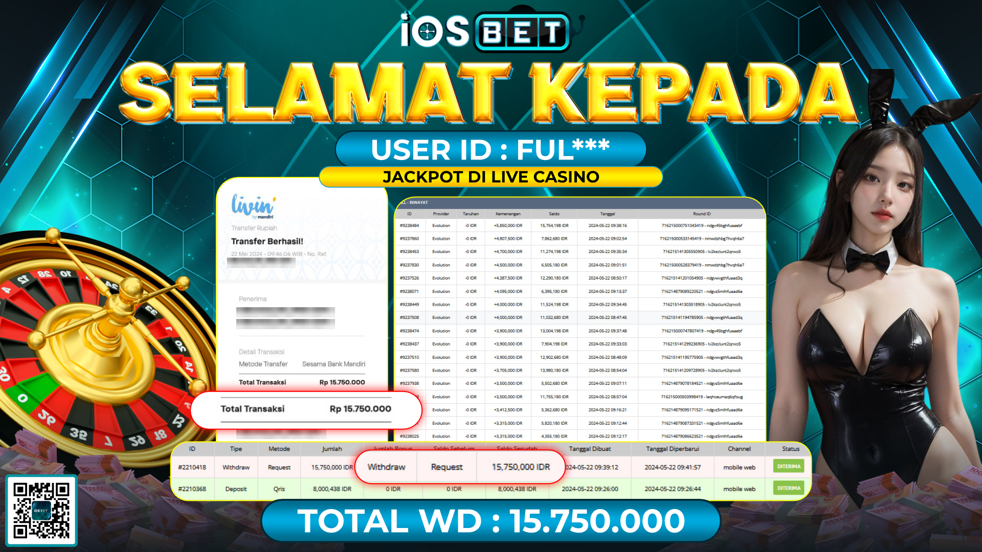 Bukti Pembayaran LUNAS LIVE GAMES GACOR Rp.15.750.000,-