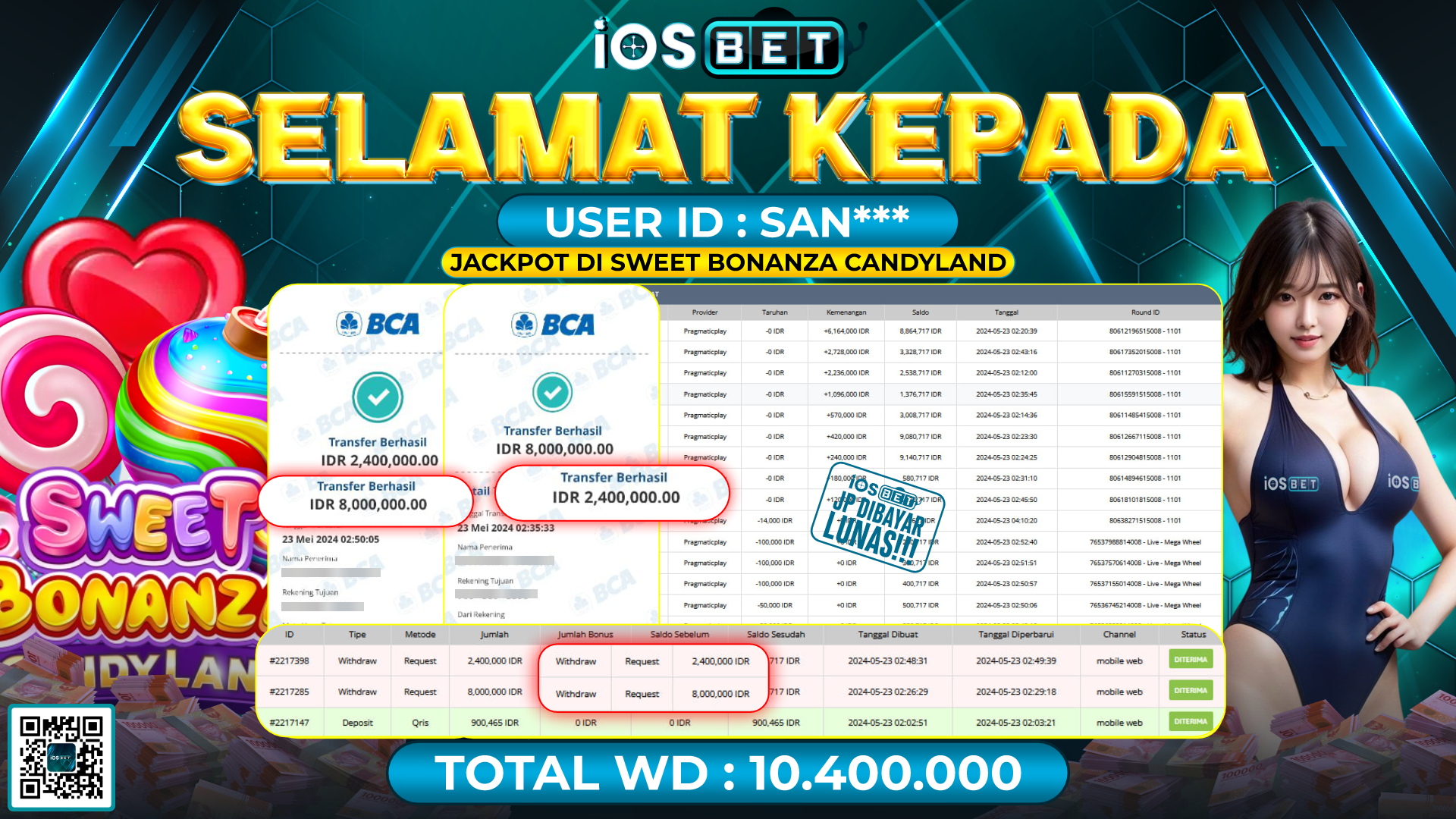 Bukti Pembayaran LUNAS SLOT GAMES GACOR Rp.10.400.000,-