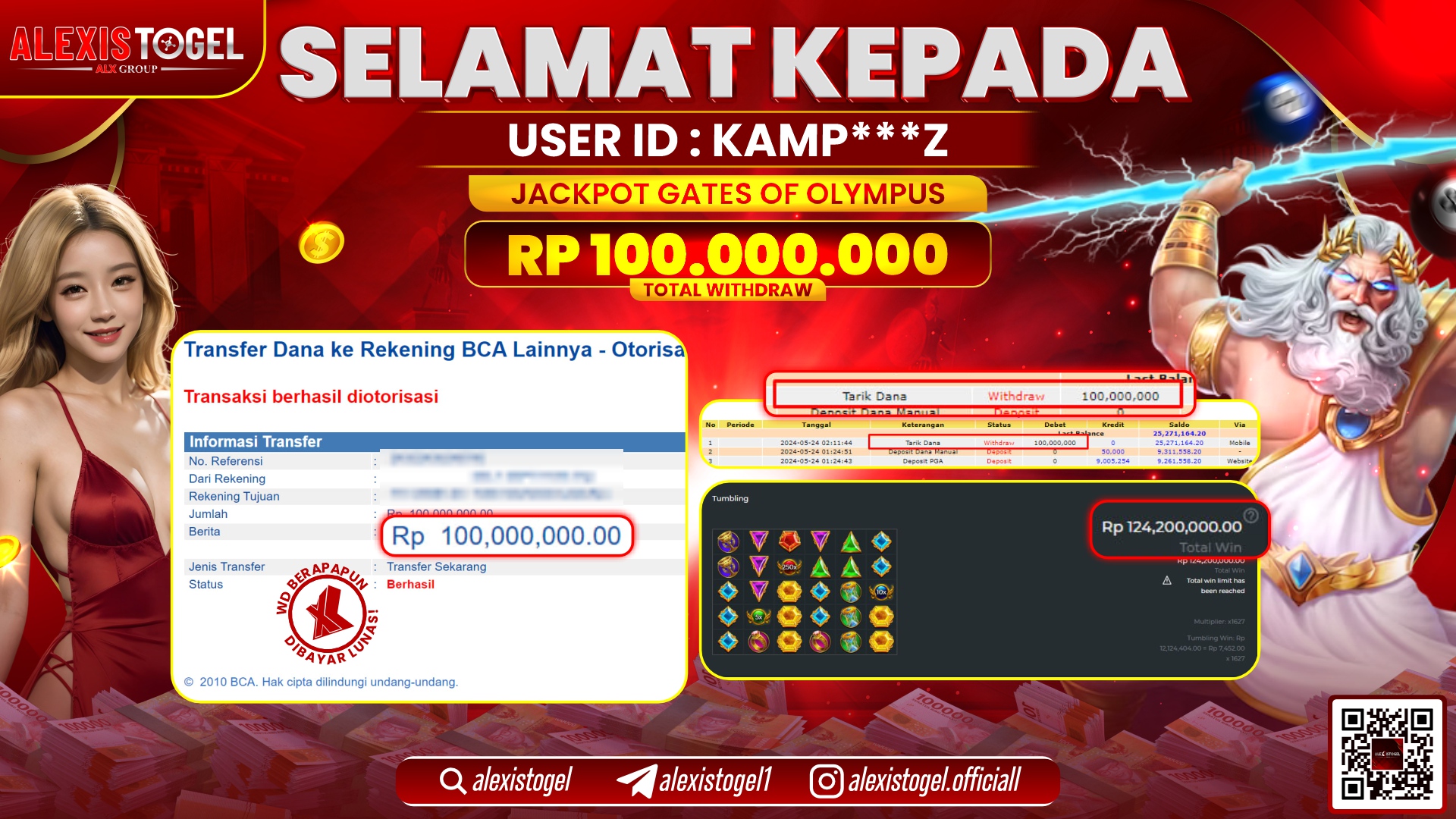 ALEXISTOGEL JACKPOT SLOT GAMES RP. 100.000.000 LUNAS