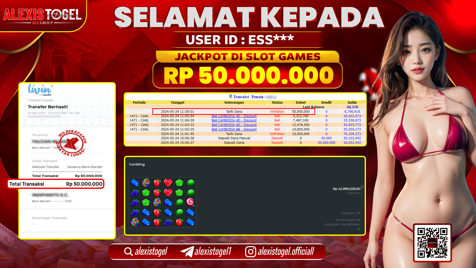 ALEXISTOGEL JACKPOT SLOT GAMES RP. 50.000.000 LUNAS