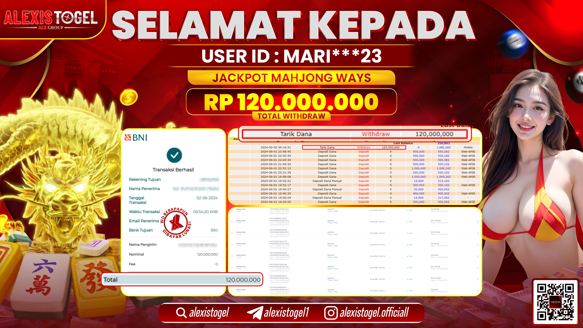 ALEXISTOGEL JACKPOT SLOT GAMES RP. 120.000.000 LUNAS