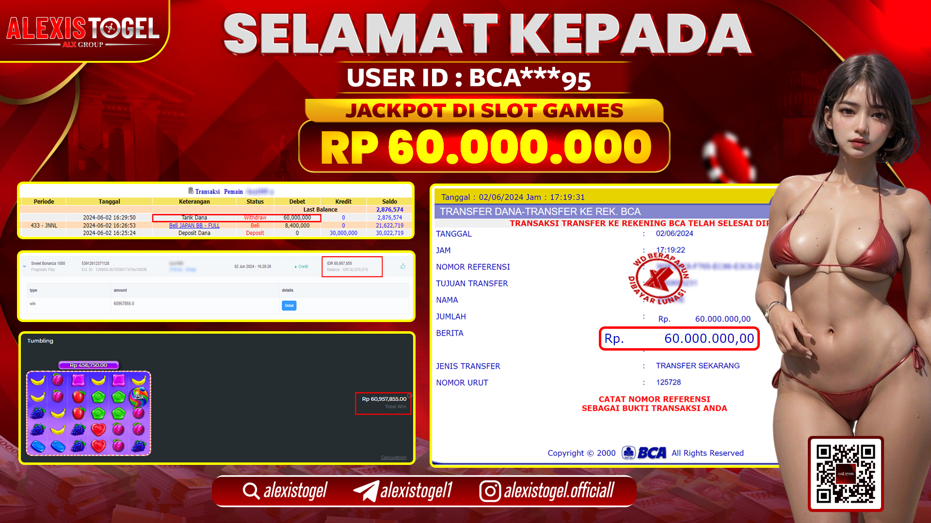 ALEXISTOGEL JACKPOT SLOT GAMES RP. 60.000.000 LUNAS