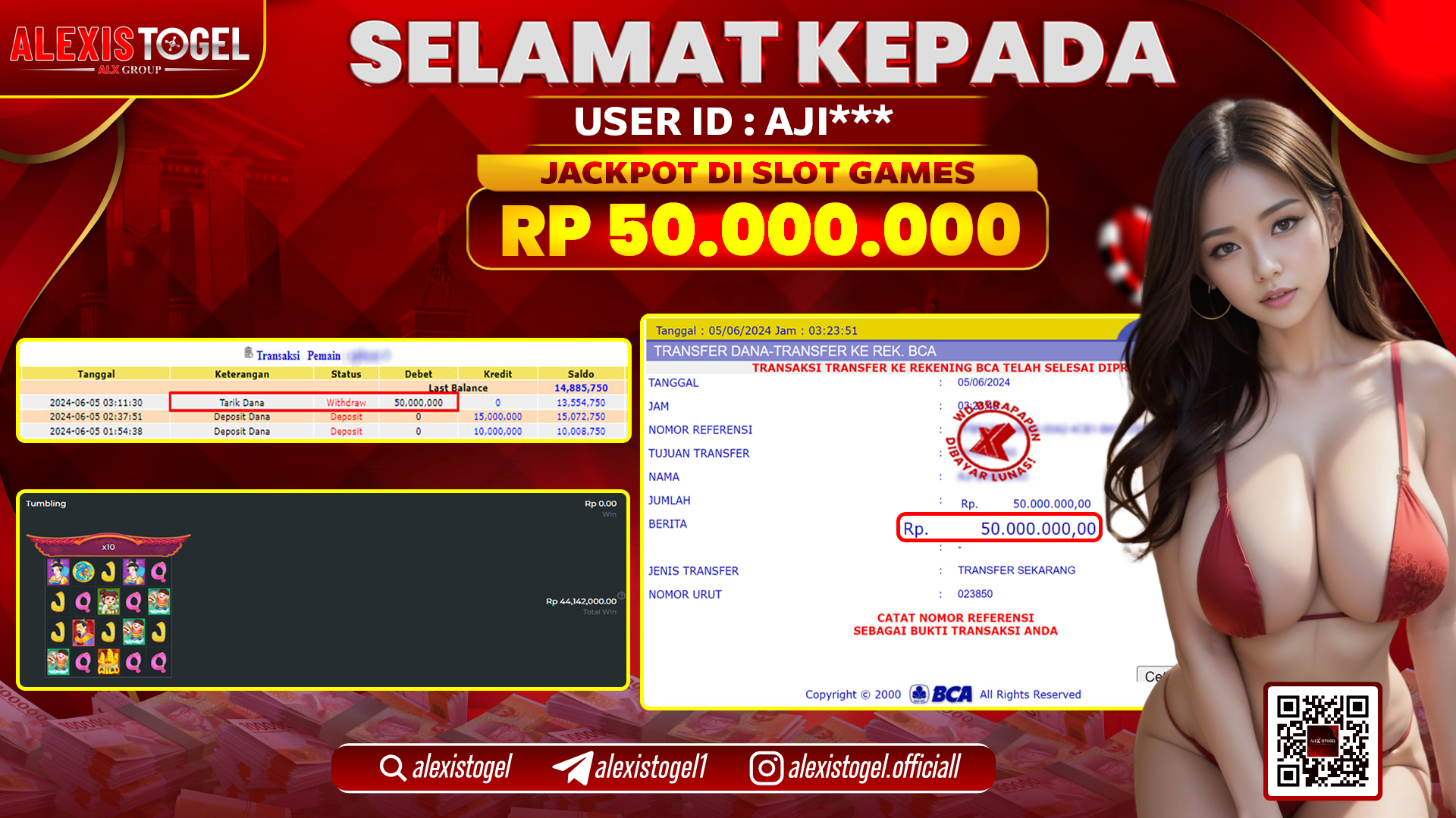 ALEXISTOGEL JACKPOT SLOT GAMES RP. 50.000.000 LUNAS