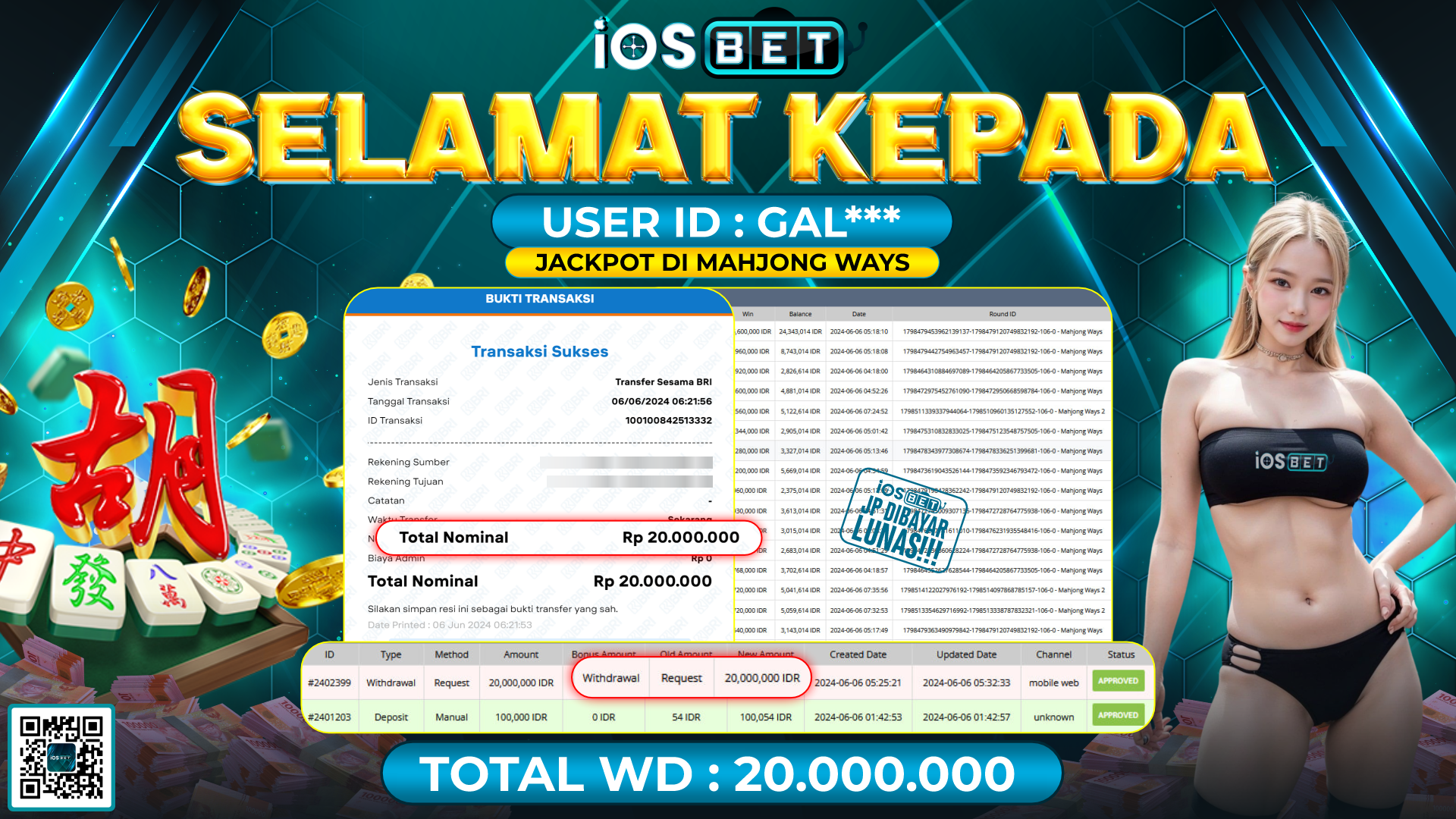 Bukti Pembayaran LUNAS SLOT GAMES GACOR Rp.20.000.000,-