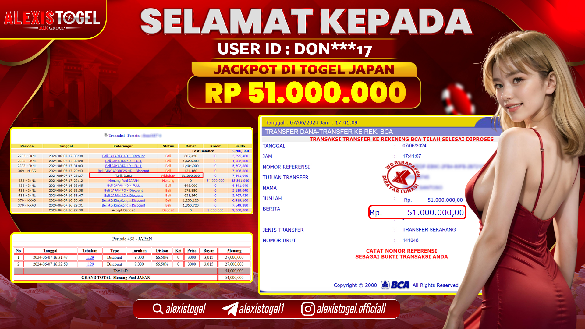 ALEXISTOGEL JACKPOT JAPAN POOLS RP. 51.000.000 LUNAS