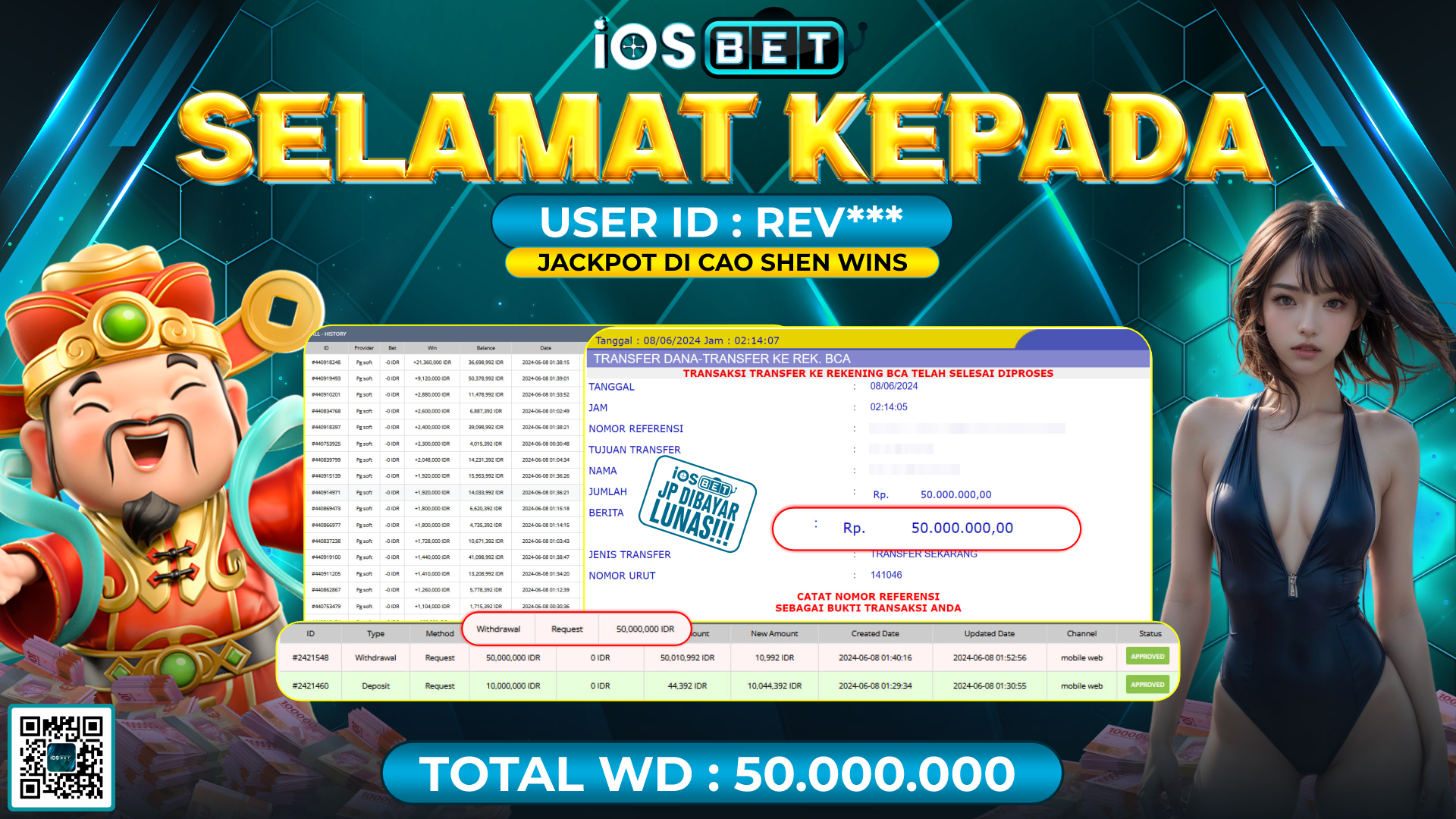 Bukti Pembayaran LUNAS SLOT GAMES GACOR Rp.50.000.000,-