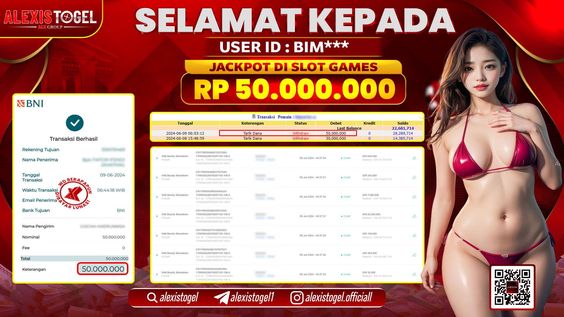 ALEXISTOGEL JACKPOT SLOT GAMES RP. 50.000.000 LUNAS