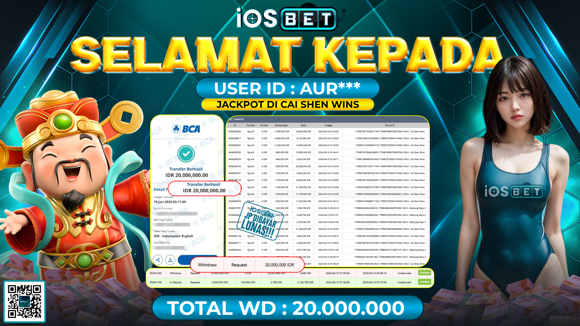 Bukti Pembayaran LUNAS SLOT GAMES GACOR Rp.20.000.000,-
