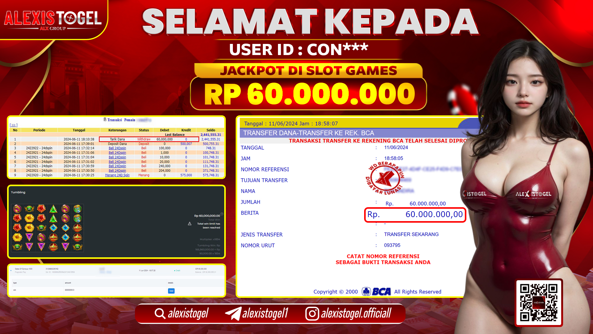 ALEXISTOGEL JACKPOT SLOT GAMES RP. 60.000.000 LUNAS