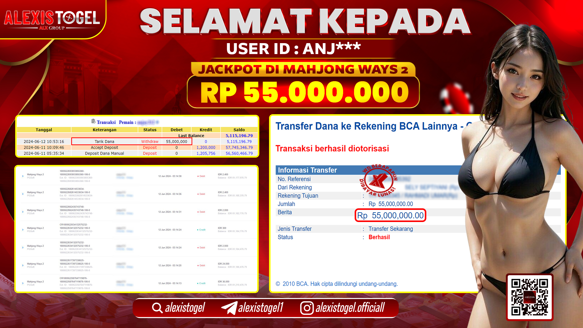 ALEXISTOGEL JACKPOT MAHJONG WAYS 2 RP. 55.000.000 LUNAS