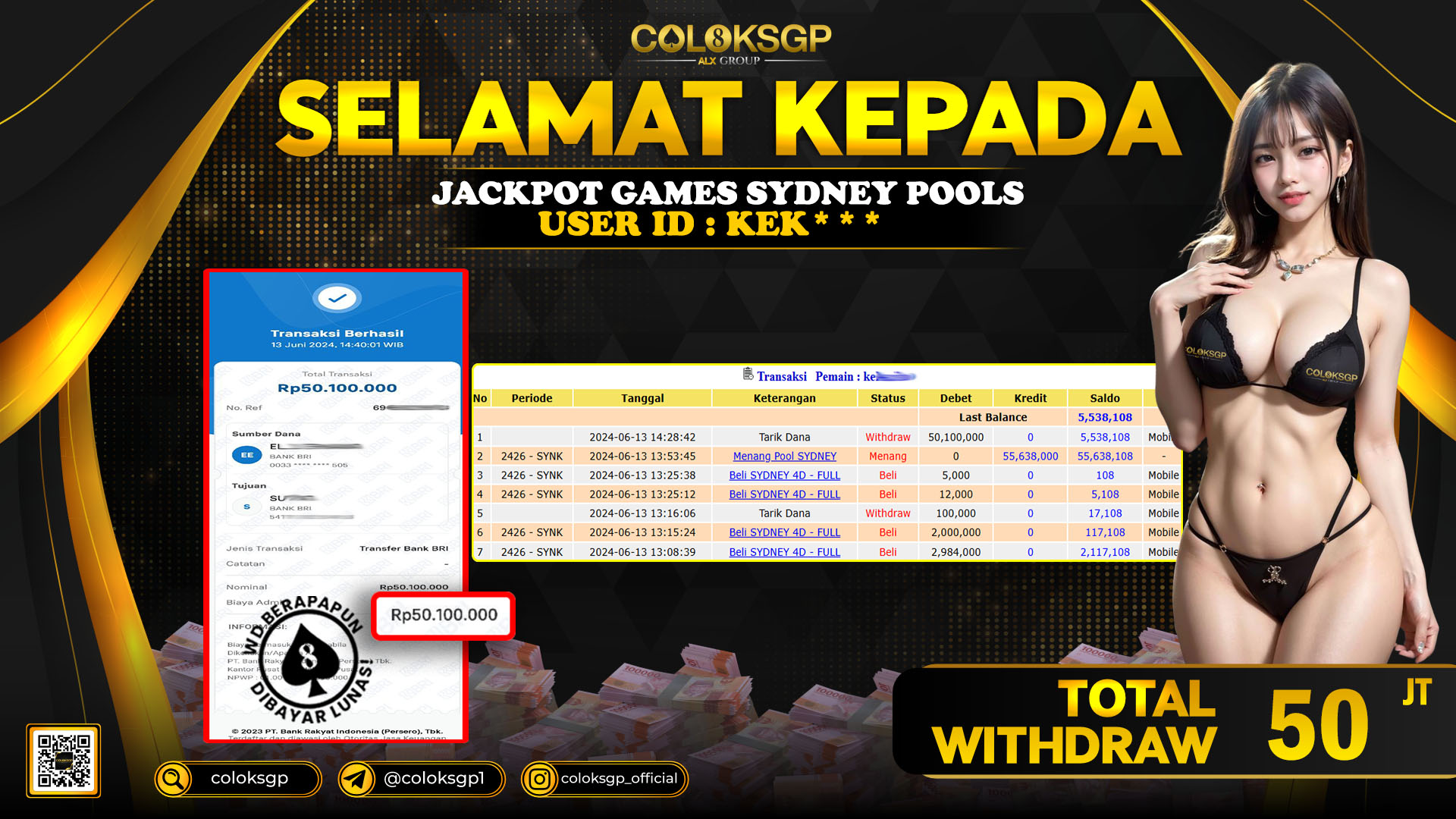 COLOKSGP JACKPOT SYDNEY POOLS RP 50.000.000 LUNAS