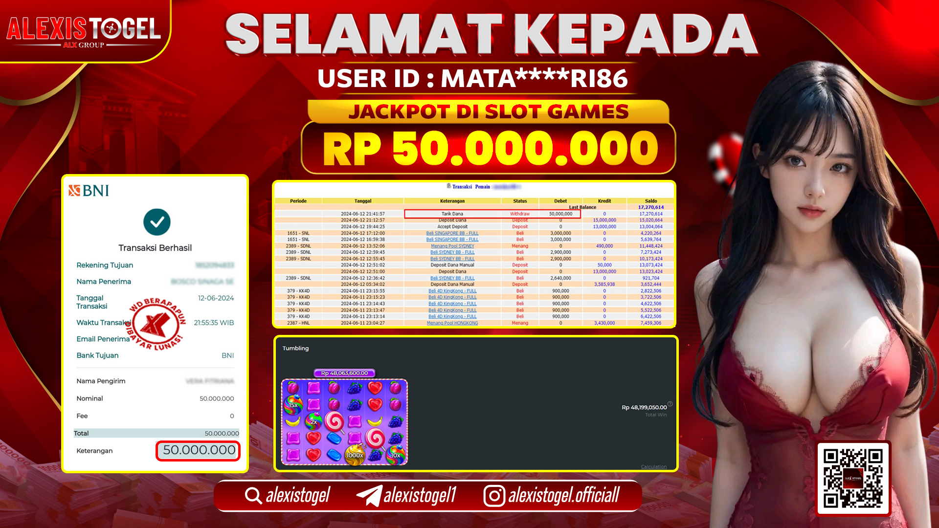 ALEXISTOGEL JACKPOT SLOT GAMES RP. 50.000.000 LUNAS