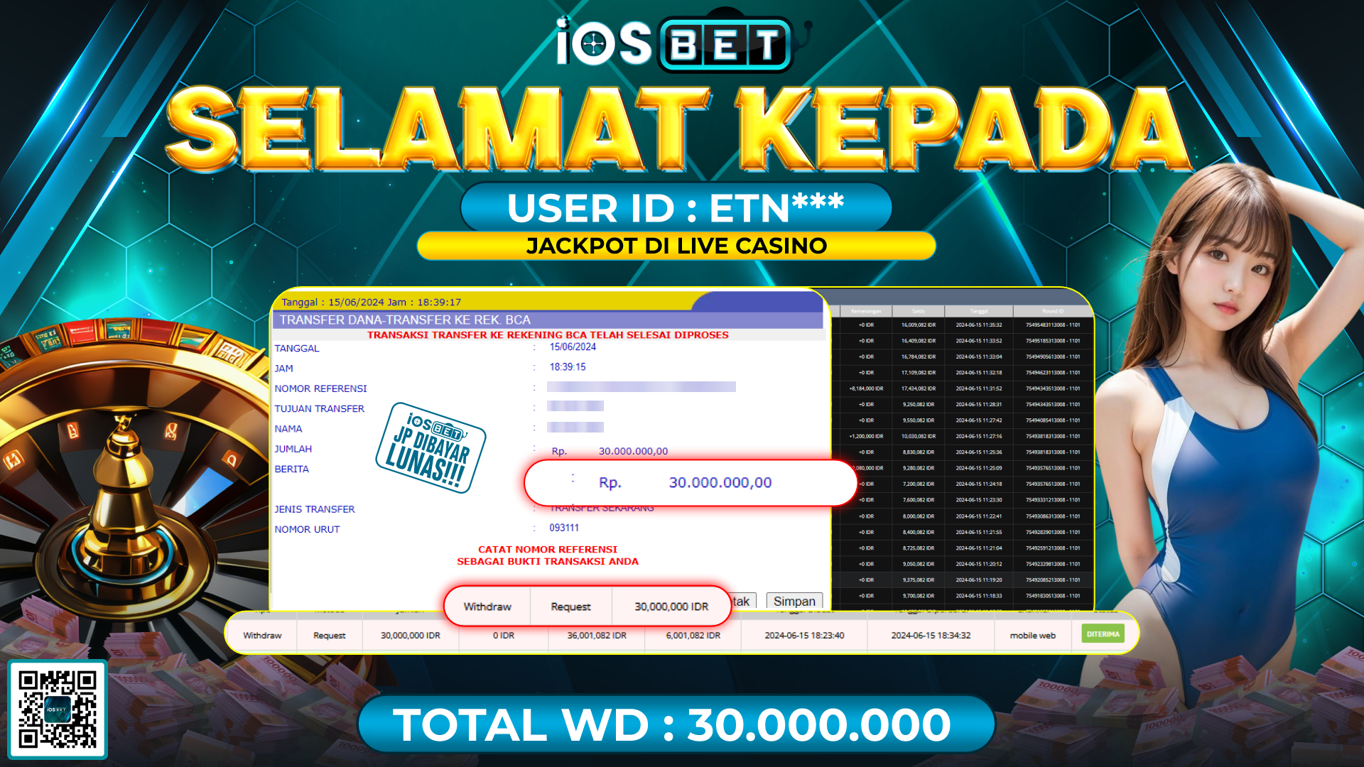 Bukti Pembayaran LUNAS LIVE GAMES GACOR Rp.30.000.000,-