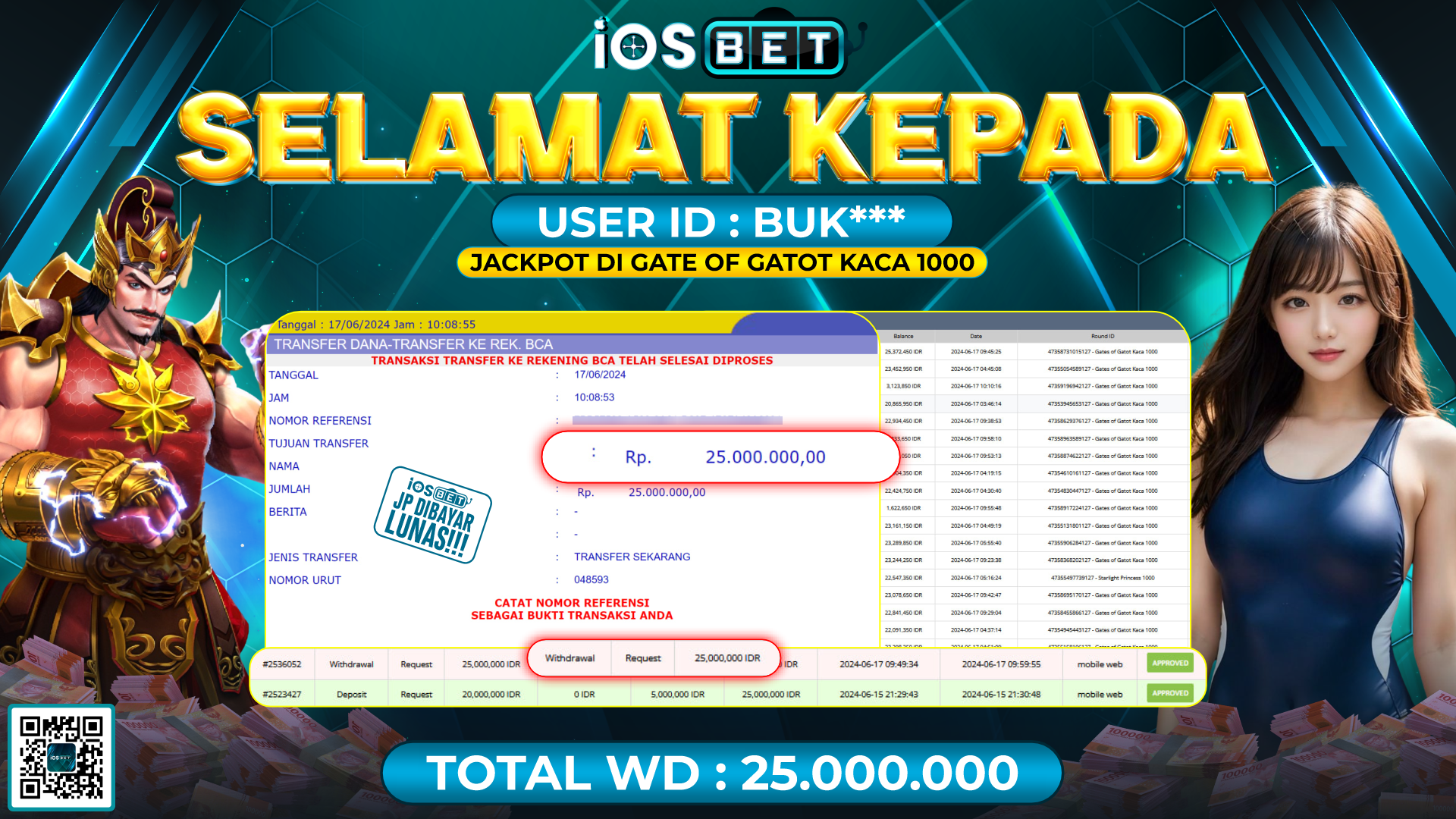 Bukti Pembayaran LUNAS SLOT GAMES GACOR Rp.25.000.000,-