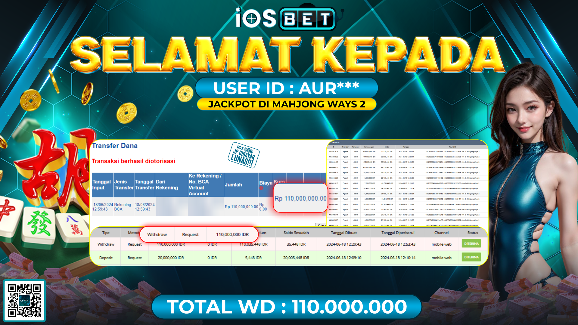 Bukti Pembayaran LUNAS SLOT GAMES GACOR Rp.110.000.000,-