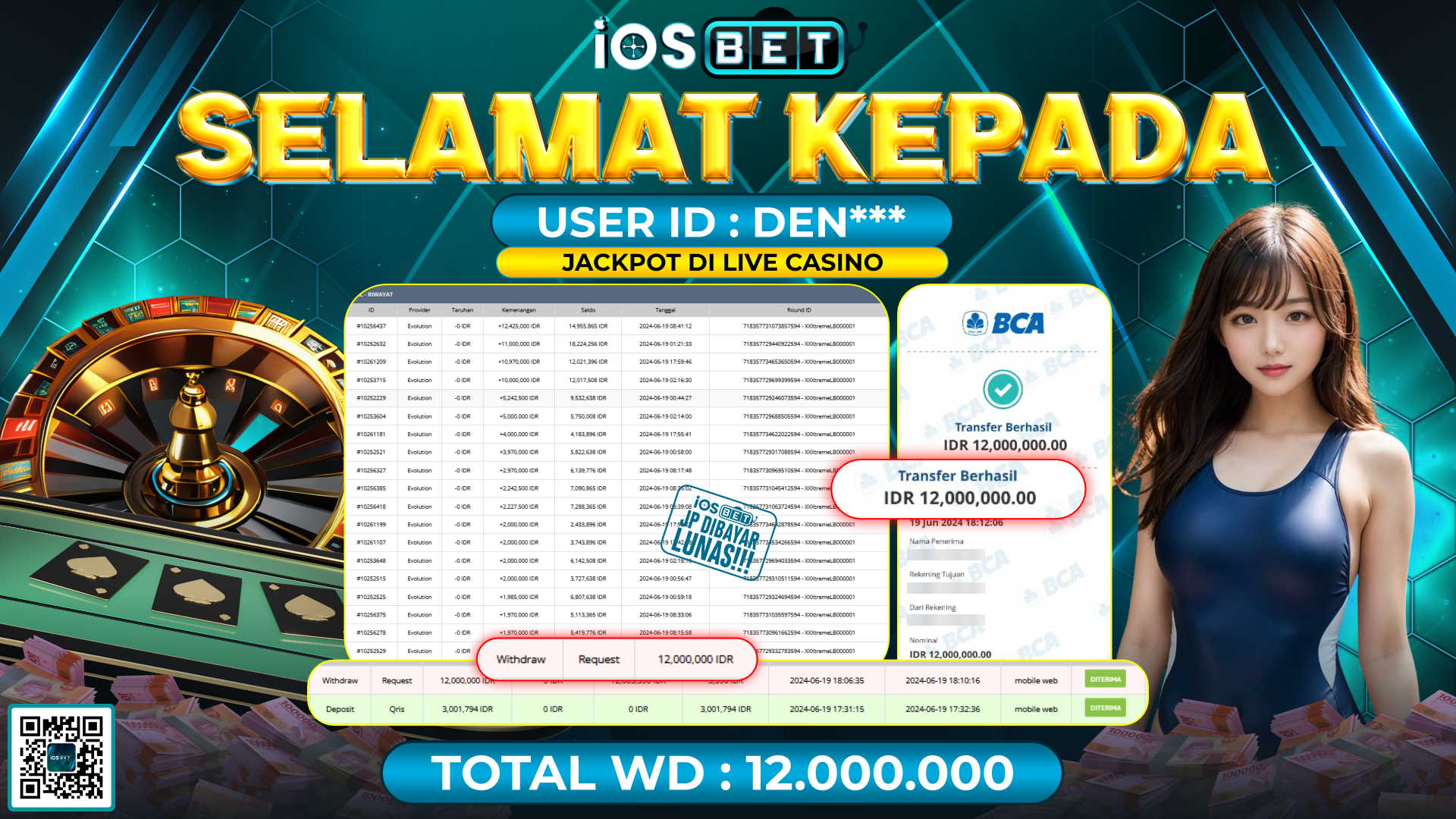 Bukti Pembayaran LUNAS LIVE GAMES GACOR Rp.12.000.000,-