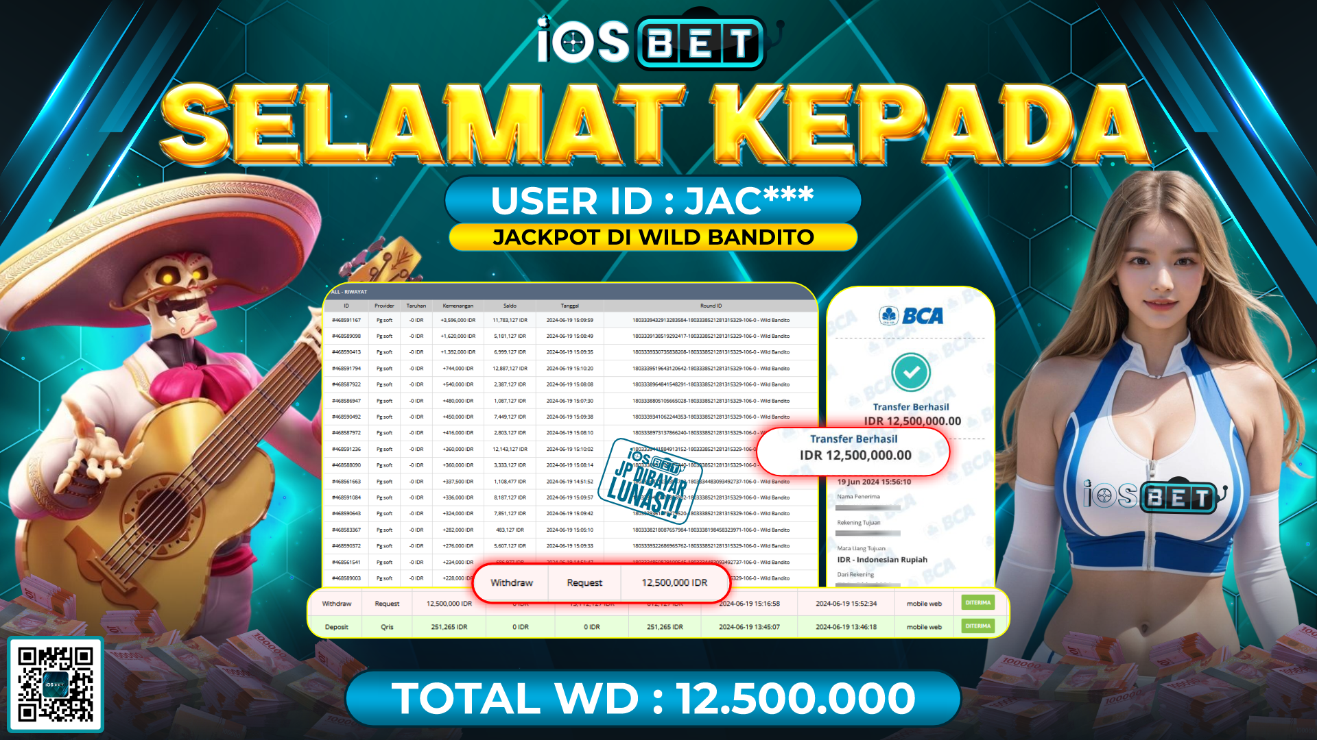 Bukti Pembayaran LUNAS SLOT GAMES GACOR Rp.12.500.000,-
