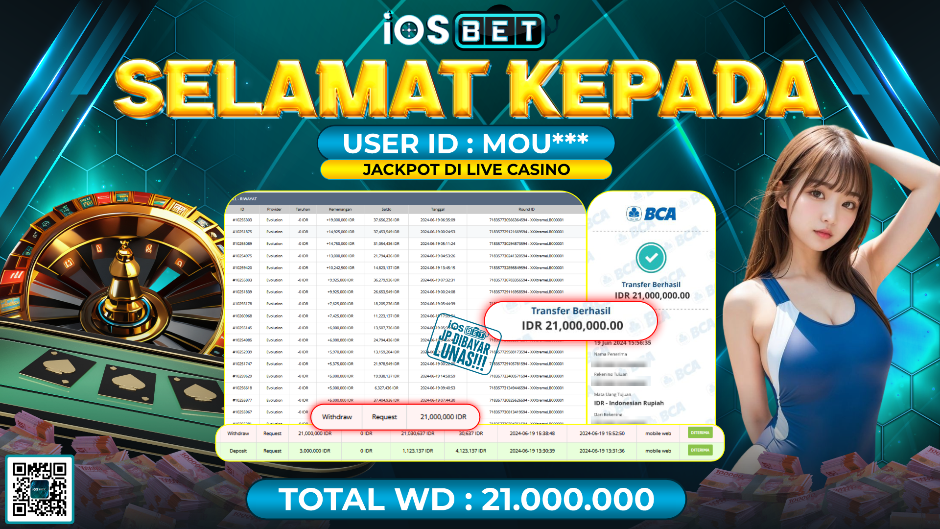 Bukti Pembayaran LUNAS LIVE GAMES GACOR Rp.21.000.000,-