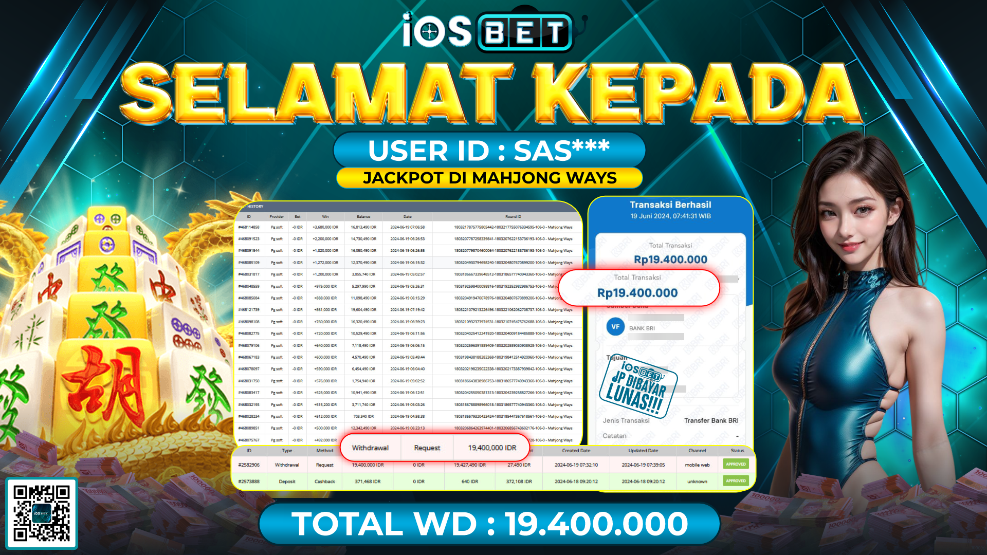 Bukti Pembayaran LUNAS SLOT GAMES GACOR Rp.19.400.000,-