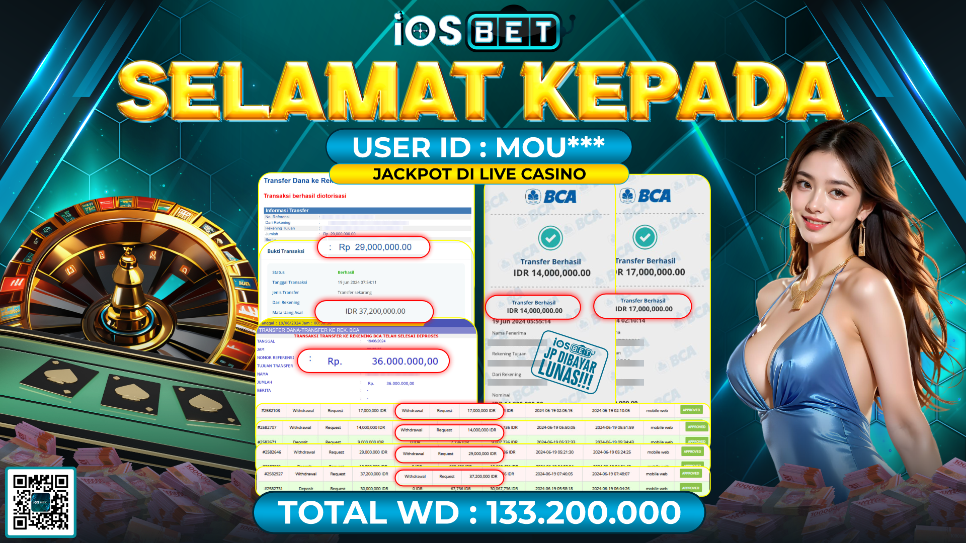 Bukti Pembayaran LUNAS LIVE GAMES GACOR Rp.133.200.000,-