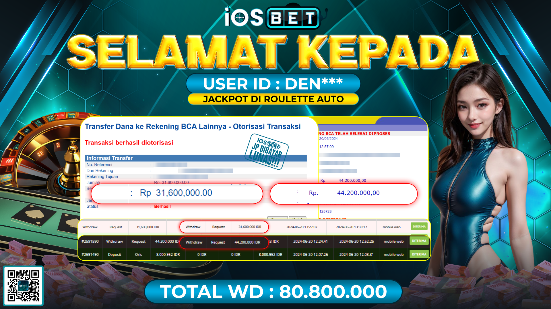 Bukti Pembayaran LUNAS LIVE GAMES GACOR Rp.80.800.000,-