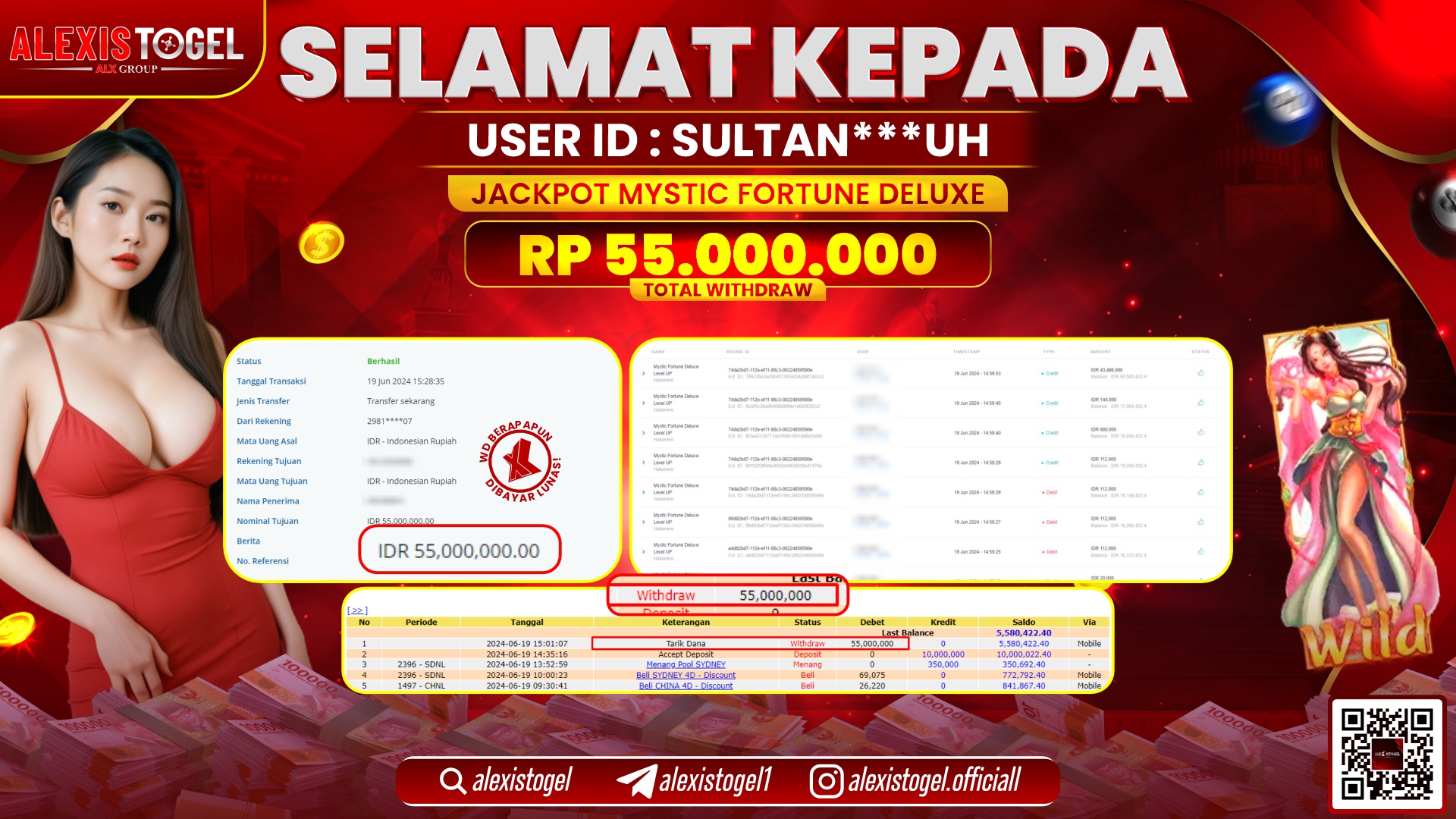 ALEXISTOGEL JACKPOT SLOT GAMES RP. 55.000.000 LUNAS