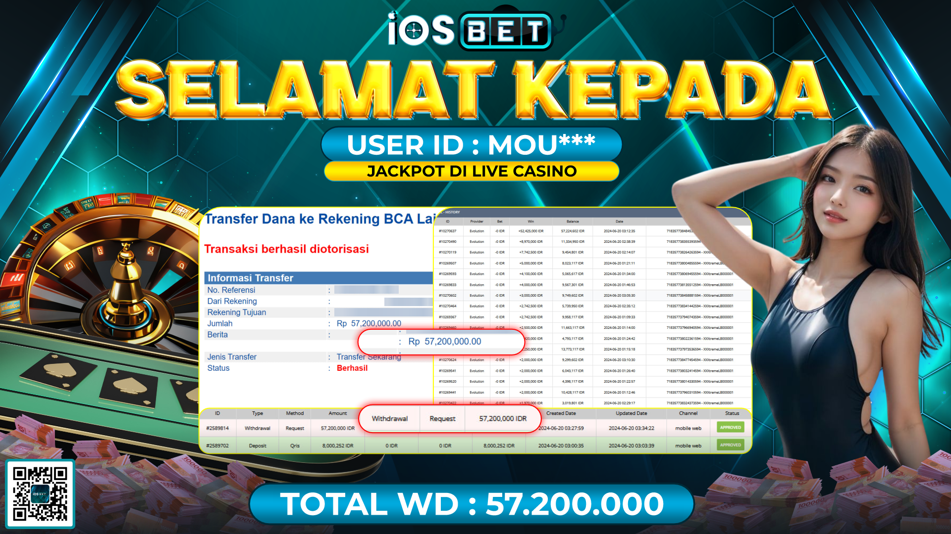 Bukti Pembayaran LUNAS LIVE GAMES GACOR Rp.57.200.000,-