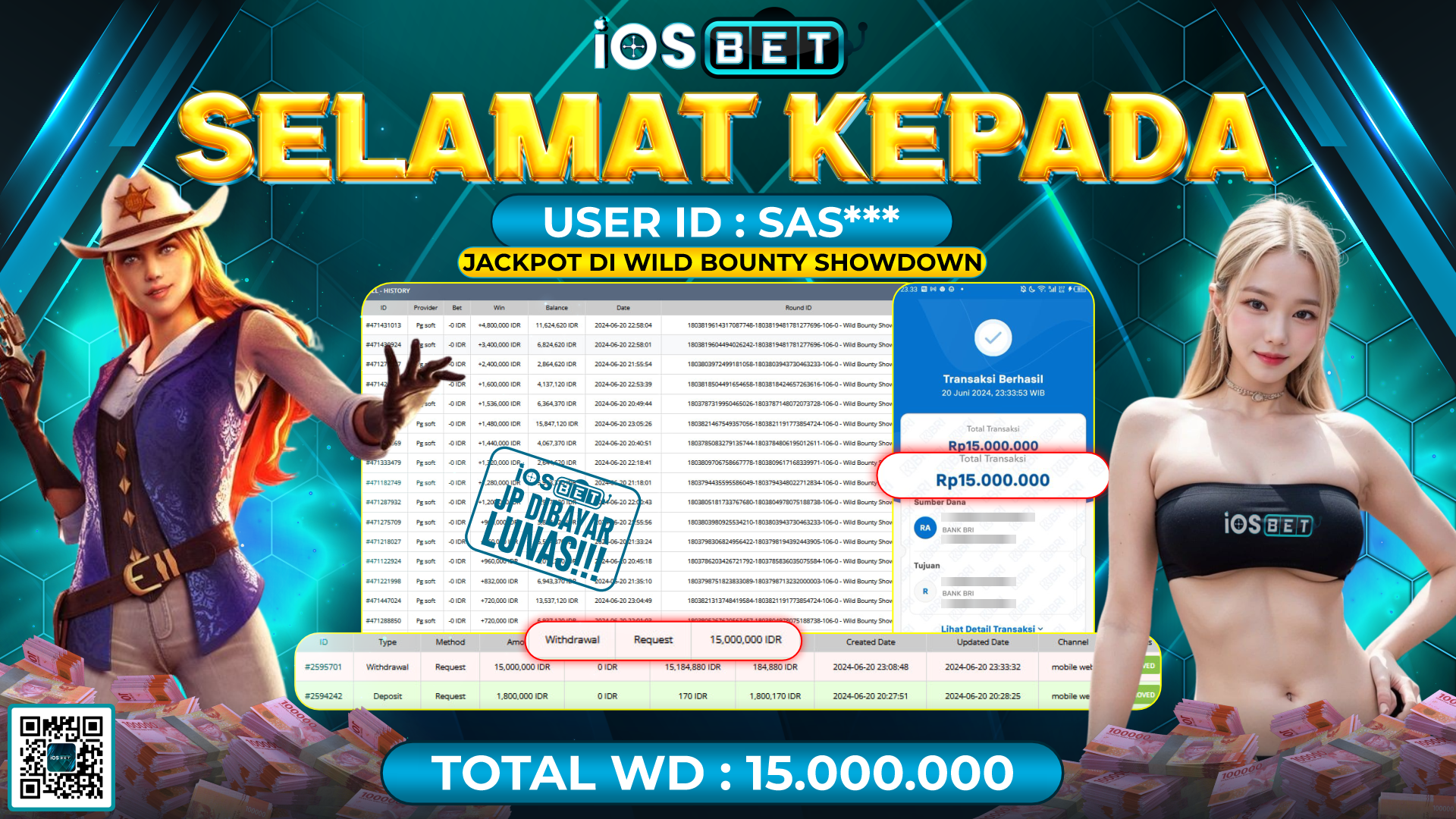 Bukti Pembayaran LUNAS SLOT GAMES GACOR Rp.15.000.000,-