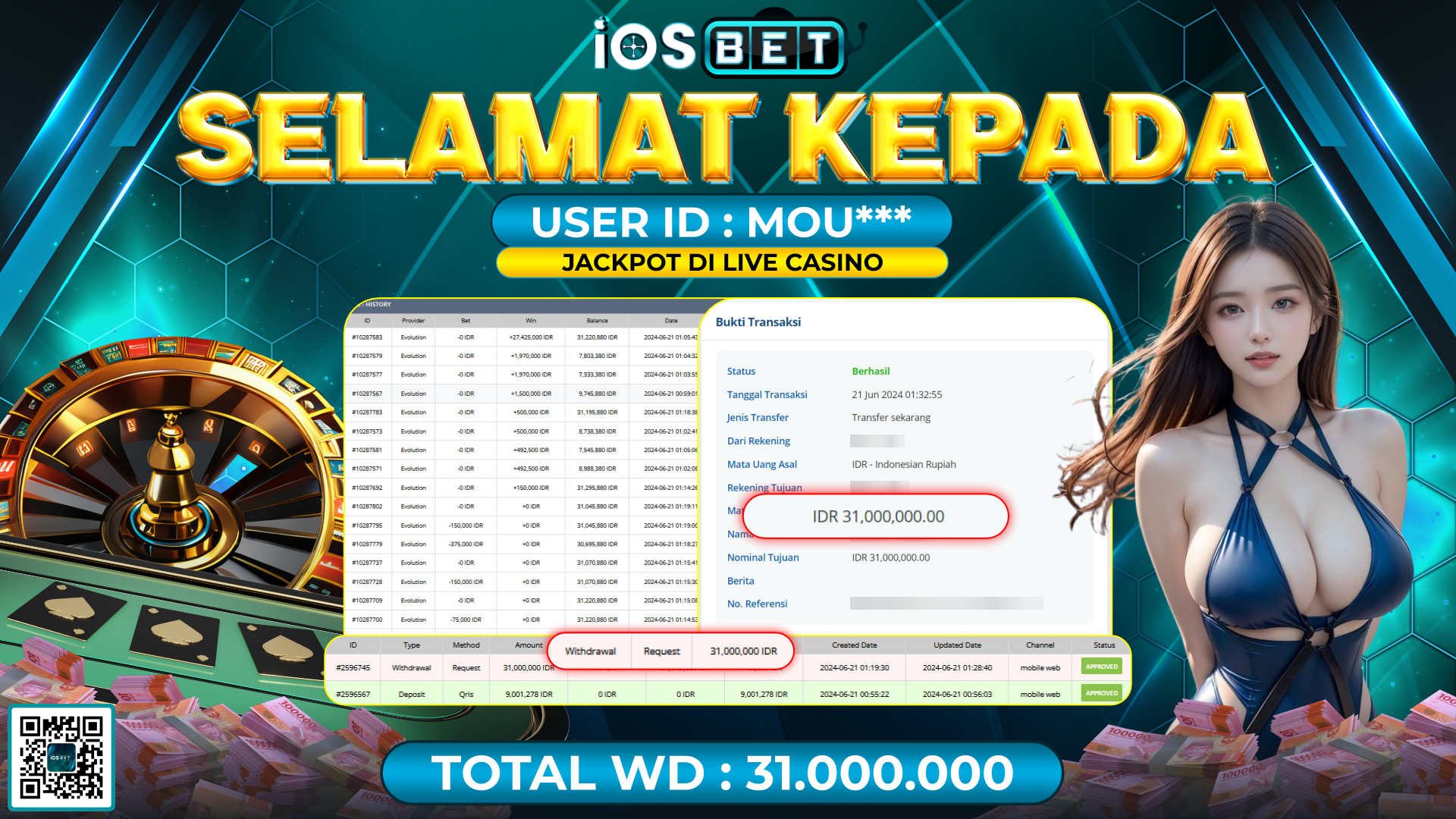 Bukti Pembayaran LUNAS LIVE GAMES GACOR Rp.31.000.000,-
