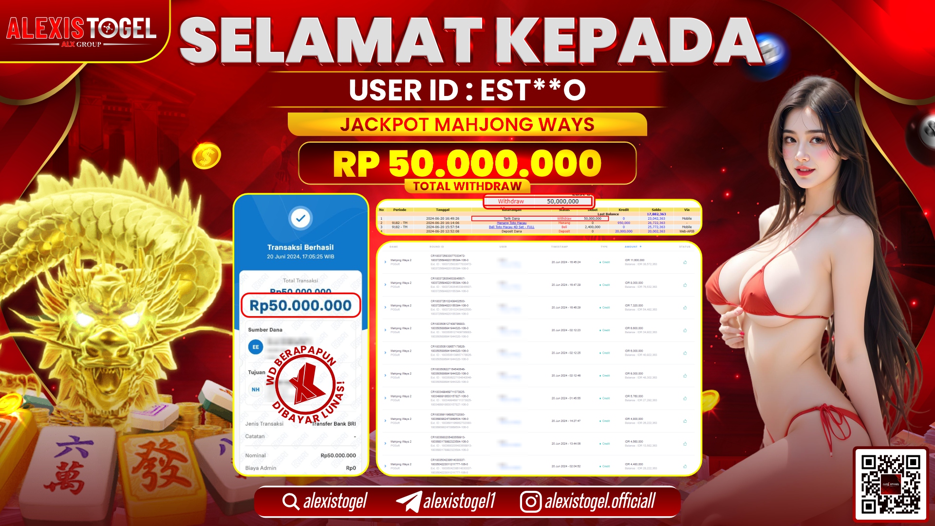 ALEXISTOGEL JACKPOT SLOT GAMES RP. 50.000.000 LUNAS