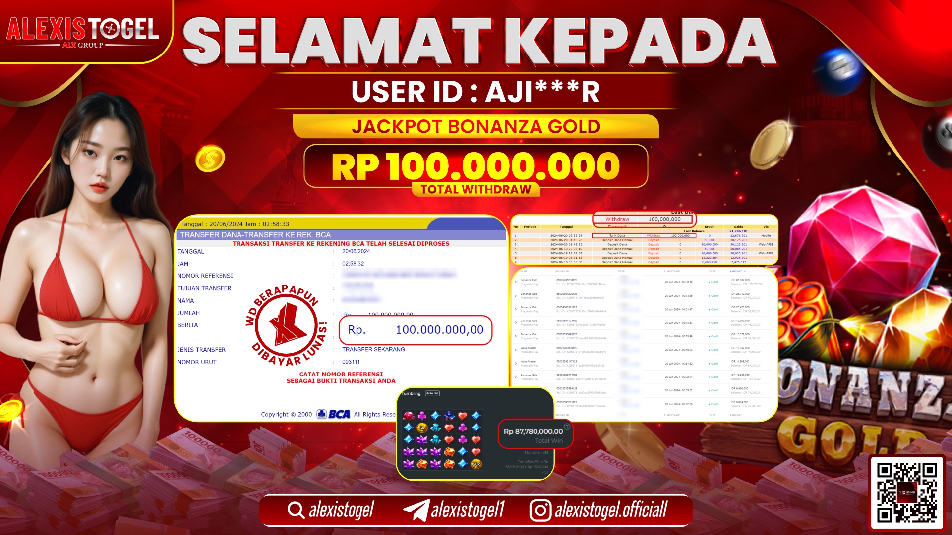 ALEXISTOGEL JACKPOT SLOT GAMES RP. 100.000.000 LUNAS