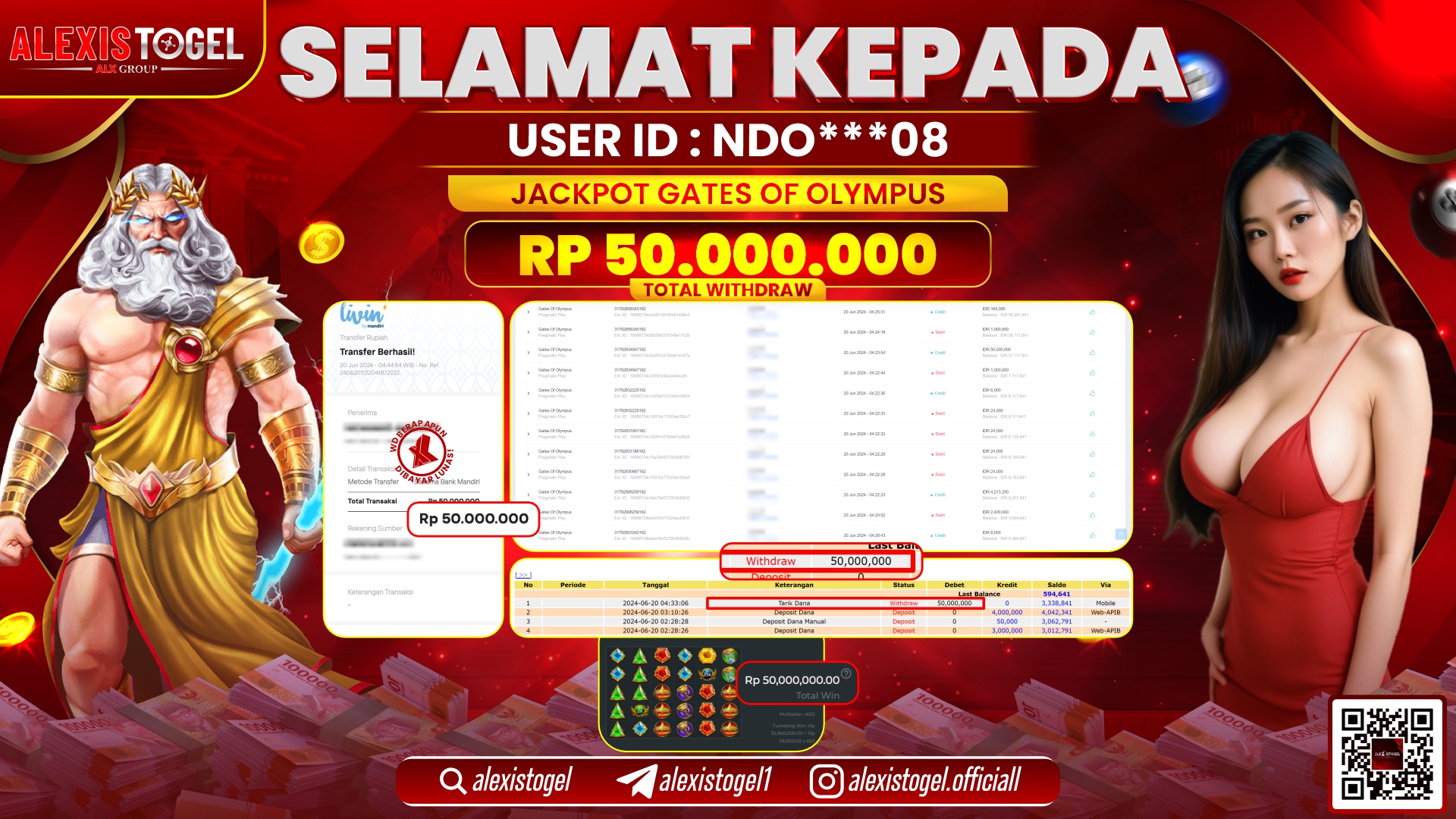 ALEXISTOGEL JACKPOT SLOT GAMES RP. 50.000.000 LUNAS