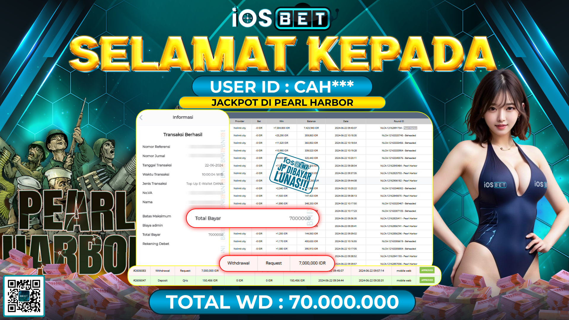 Bukti Pembayaran LUNAS SLOT GAMES GACOR Rp.70.000.000,-