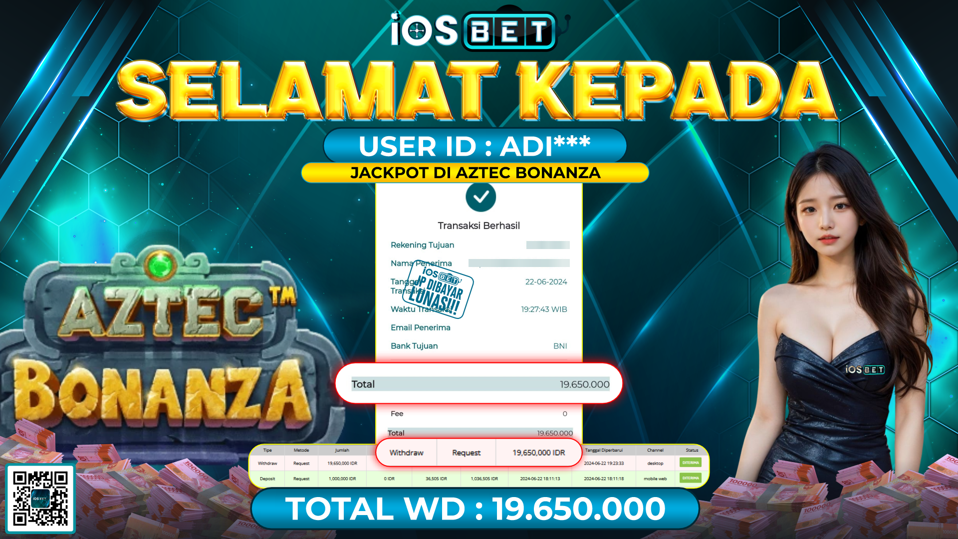 Bukti Pembayaran LUNAS SLOT GAMES GACOR Rp.19.650.000,-