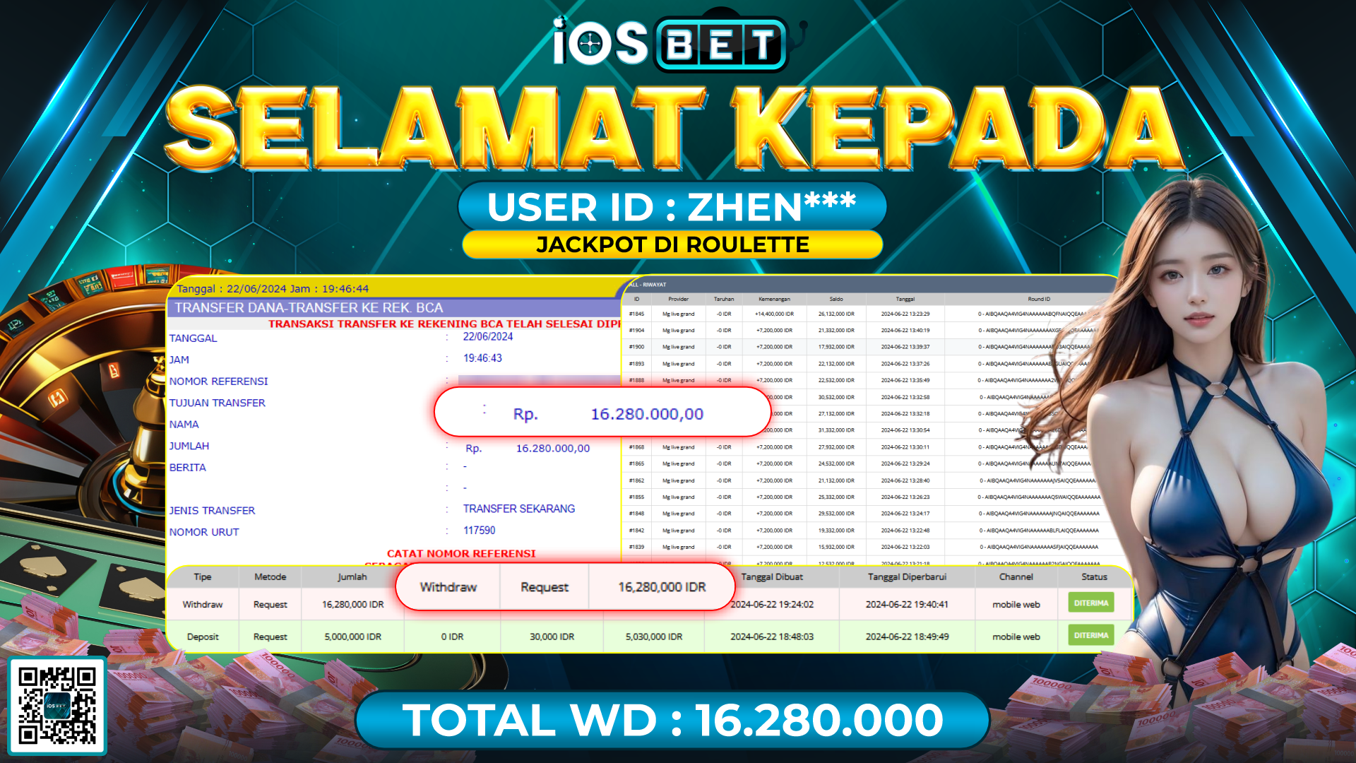 Bukti Pembayaran LUNAS LIVE GAMES GACOR Rp.16.280.000,-