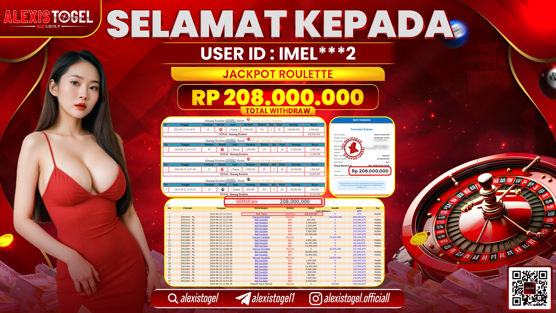 ALEXISTOGEL JACKPOT CASINO RP. 208.000.000 LUNAS