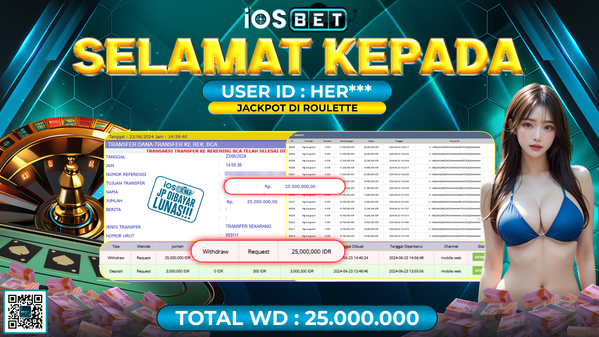 Bukti Pembayaran LUNAS LIVE GAMES GACOR Rp.25.000.000,-