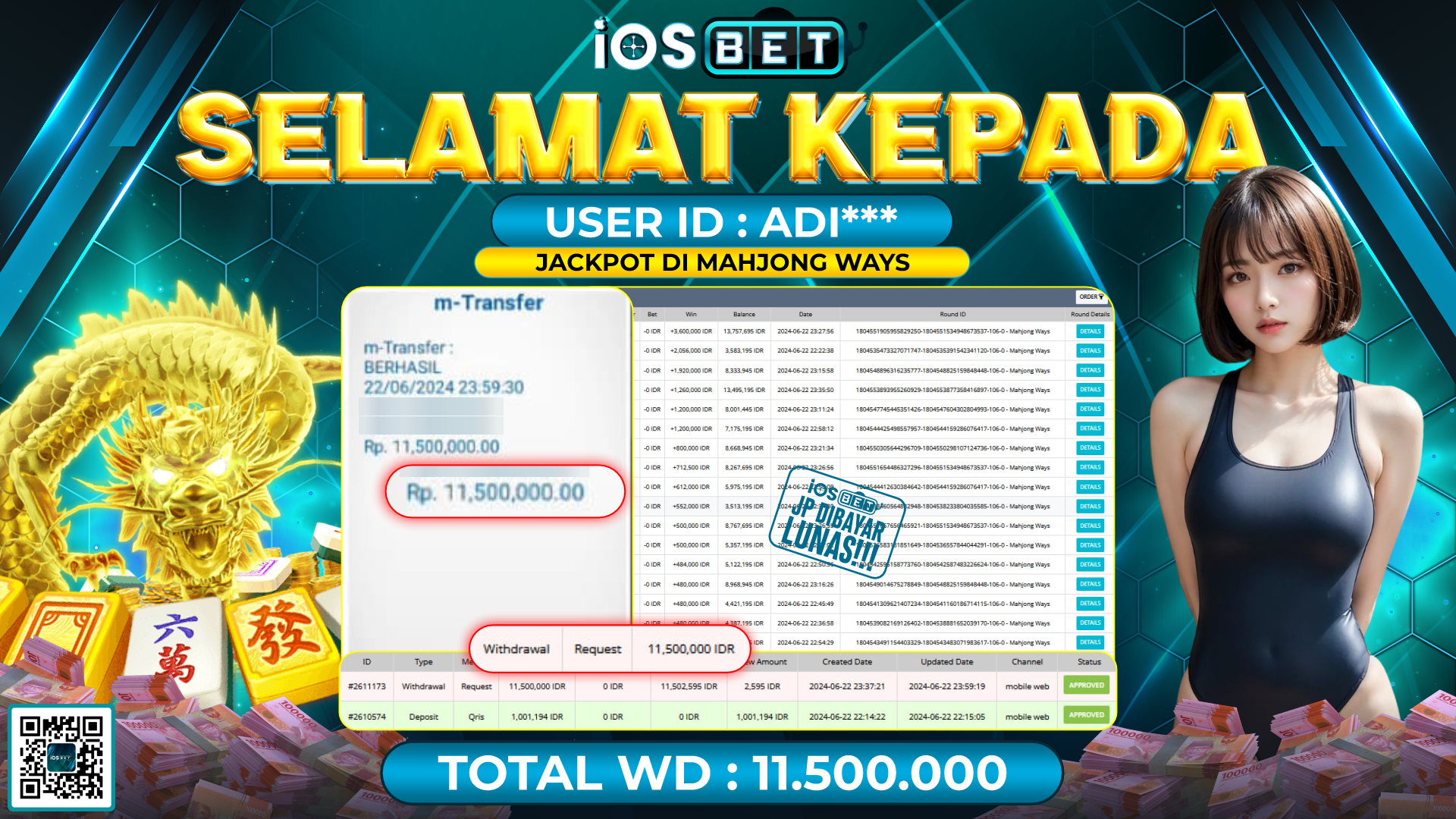 Bukti Pembayaran LUNAS SLOT GAMES GACOR Rp.11.500.000,-