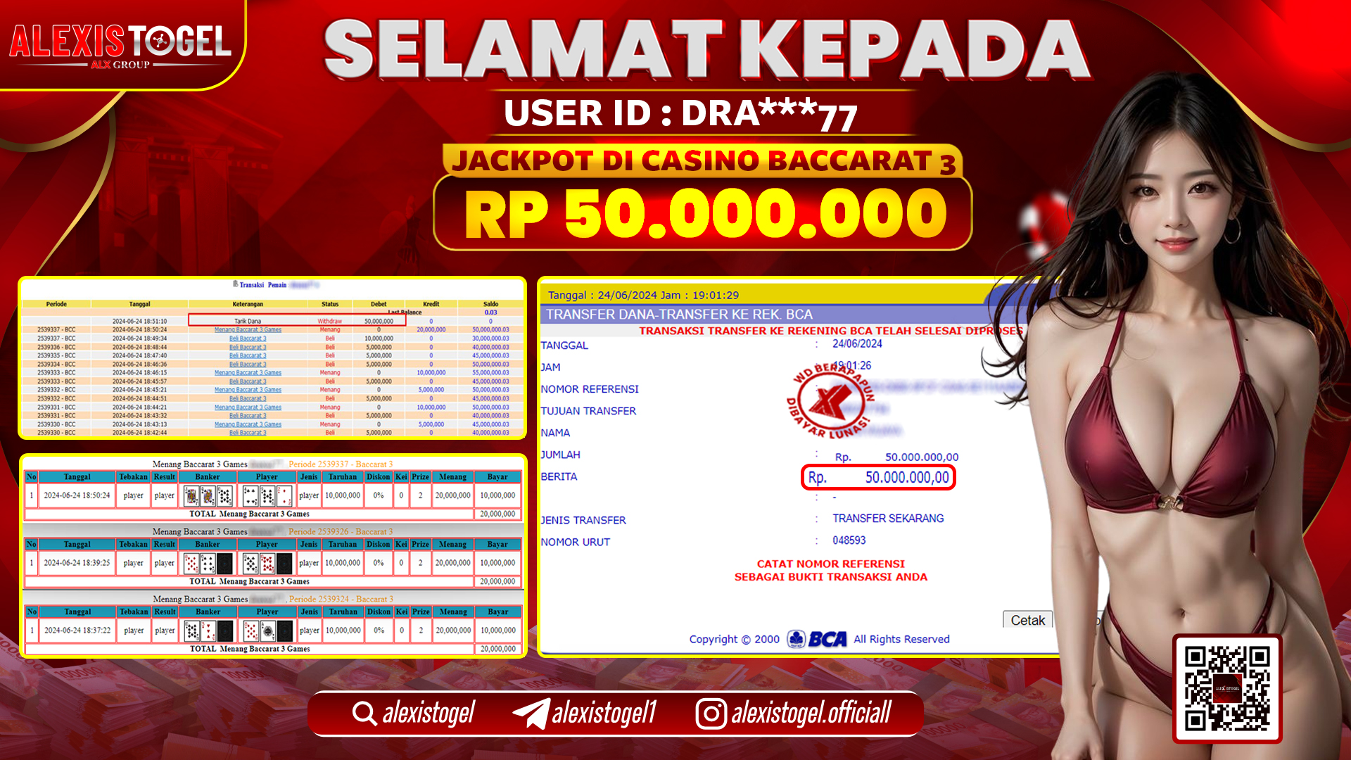 ALEXISTOGEL JACKPOT CASINO RP. 50.000.000 LUNAS
